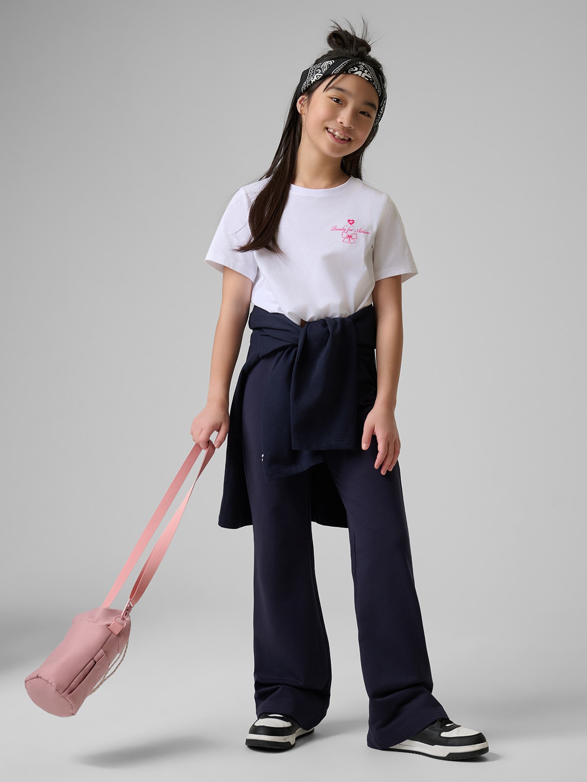 T-shirt regular marškinėliai su spauda mergaitėms - balti