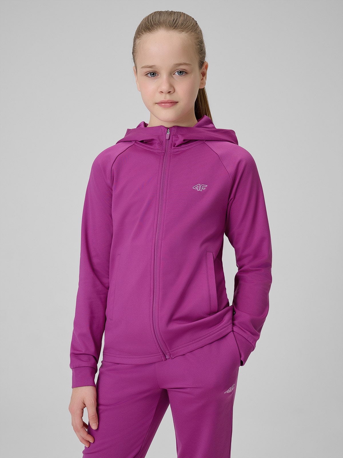 Sportinis regular džemperis su gobtuvu mergaitėms - rožinis