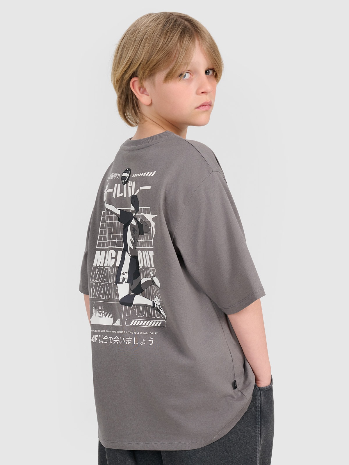 T-shirt oversize marškinėliai berniukams - pilki