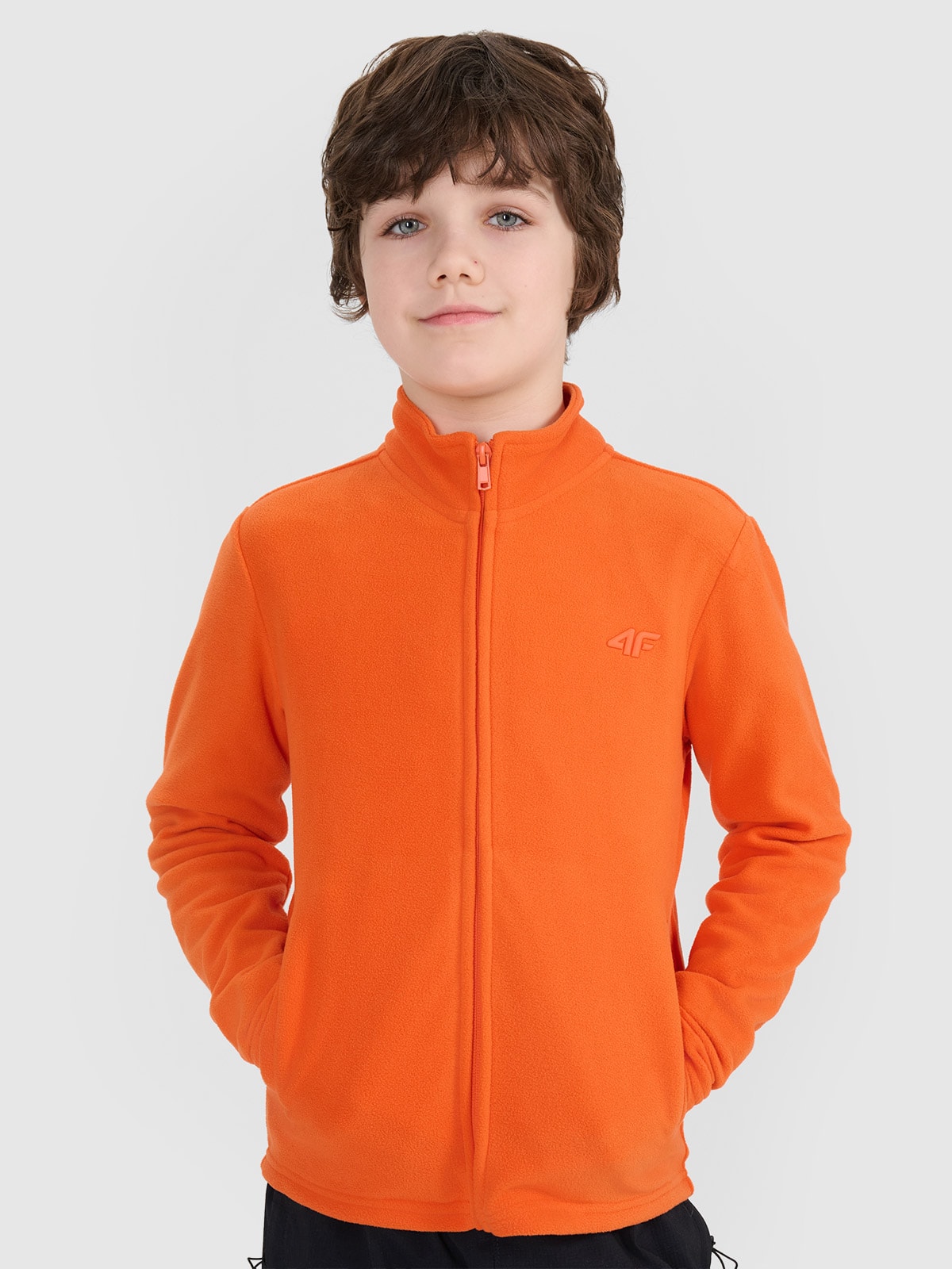 Regular flisas su apykakle berniukams - oranžinis