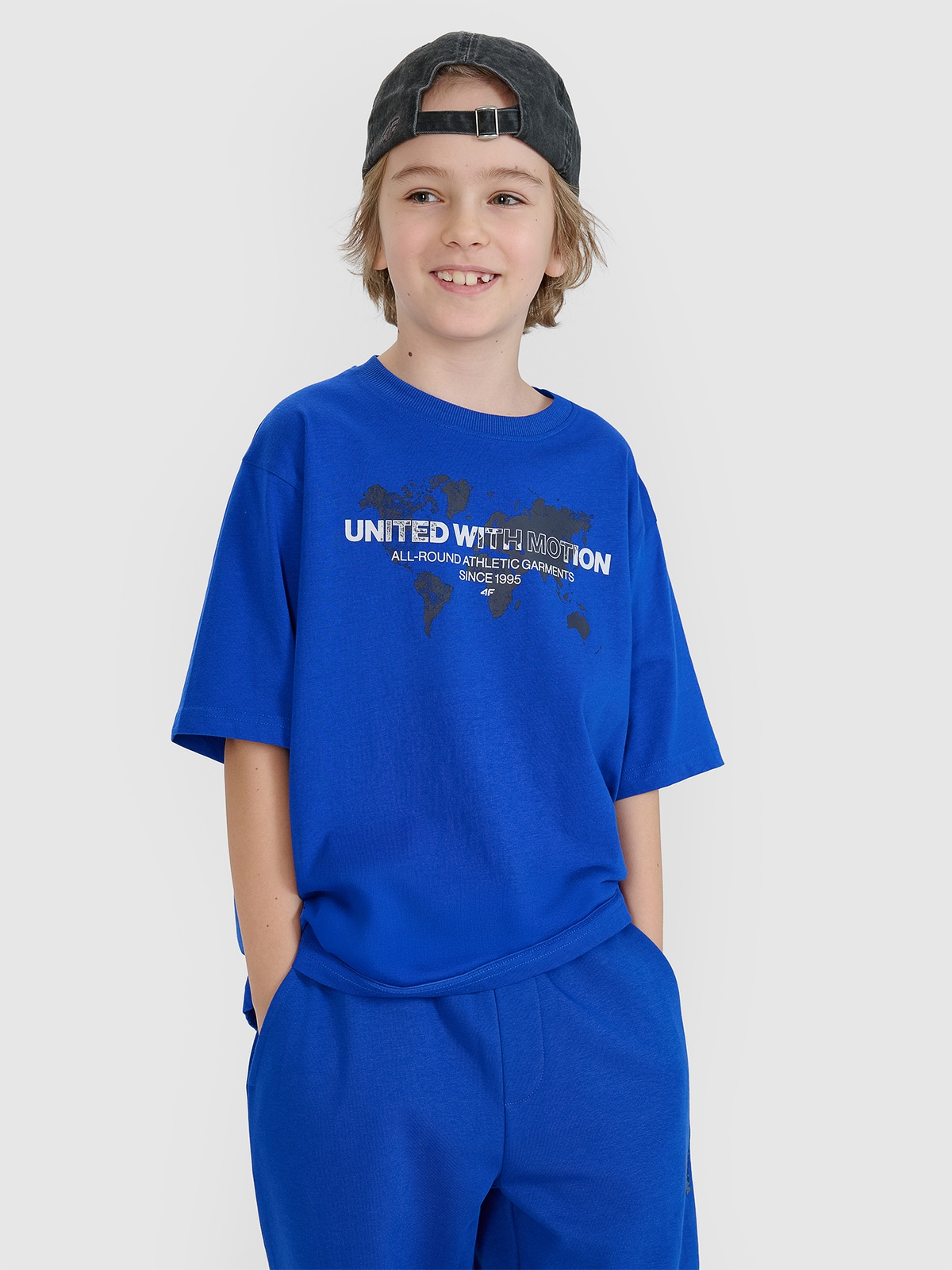 T-shirt oversize marškinėliai berniukams - mėlyni