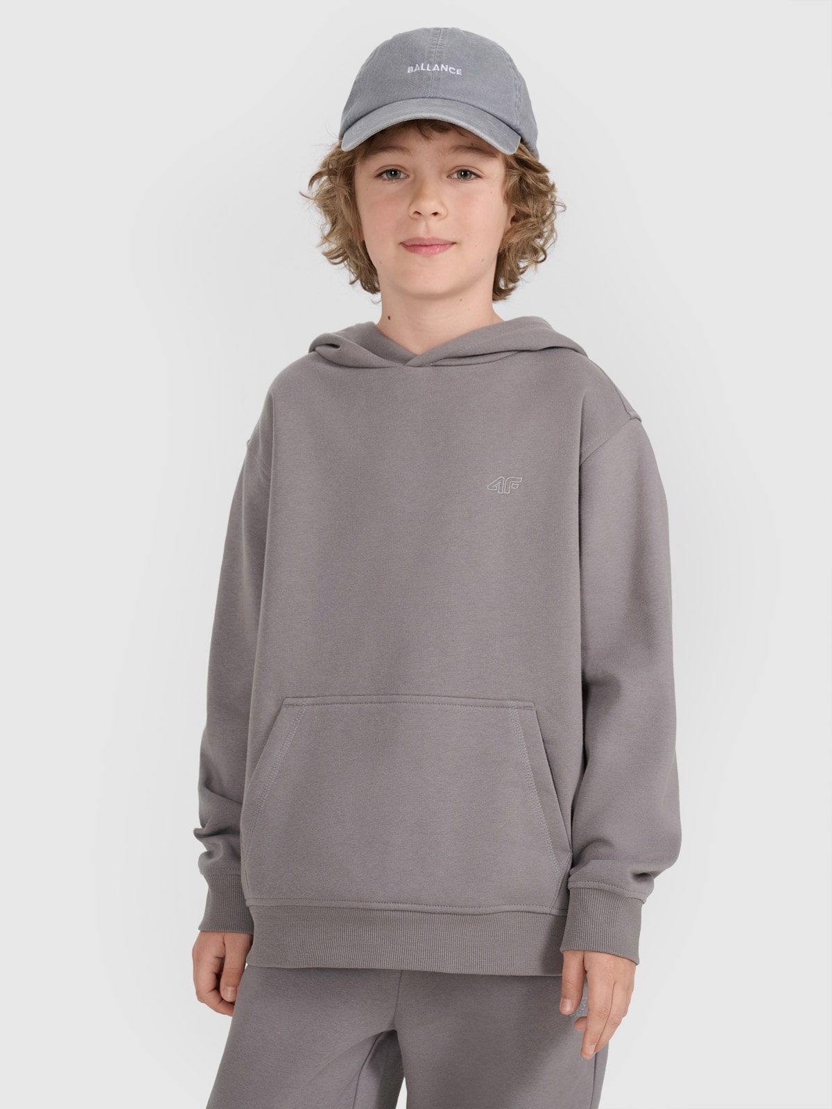 Sportinis neatsegamas džemperis su gobtuvu berniukams - pilkas