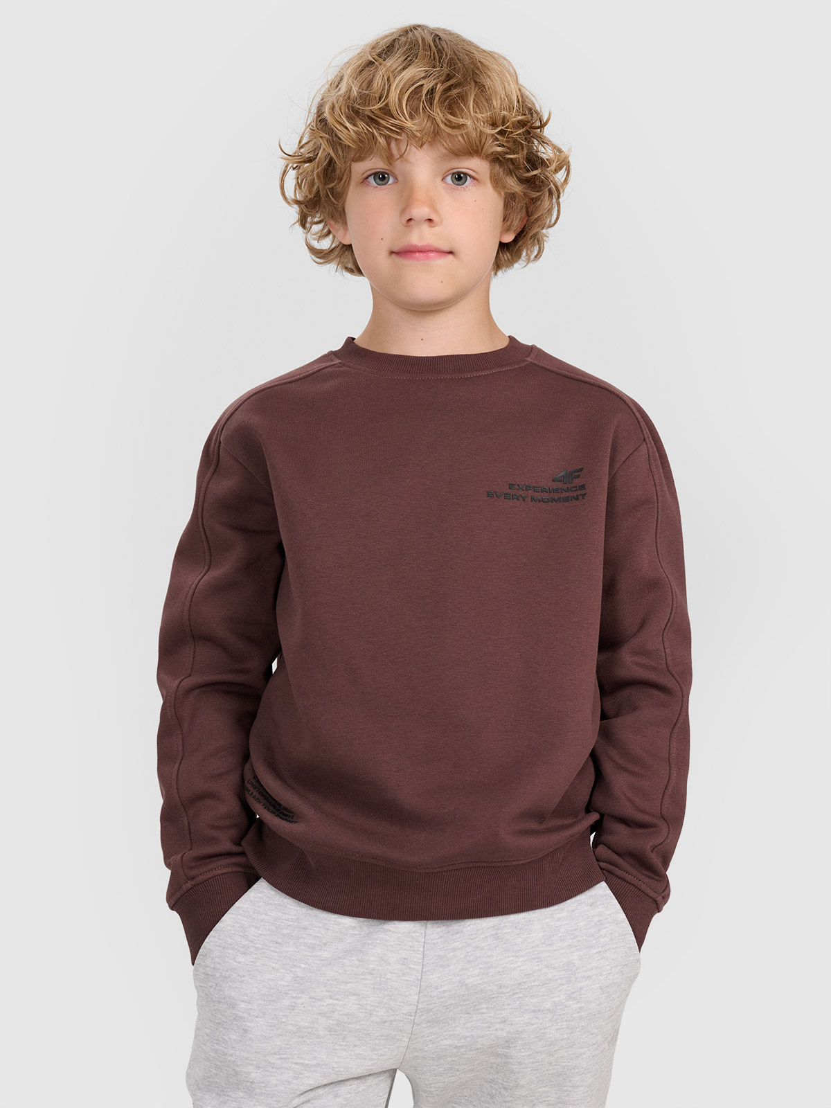 Sportinis neatsegamas džemperis be gobtuvo berniukams - rudas
