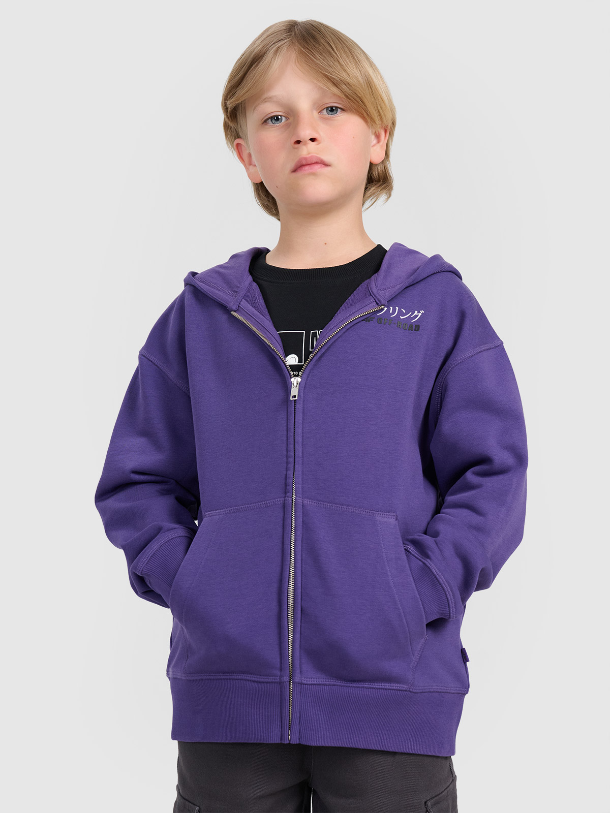 Moteriškas sportinis atsegamas džemperis su gobtuvu - violetinis