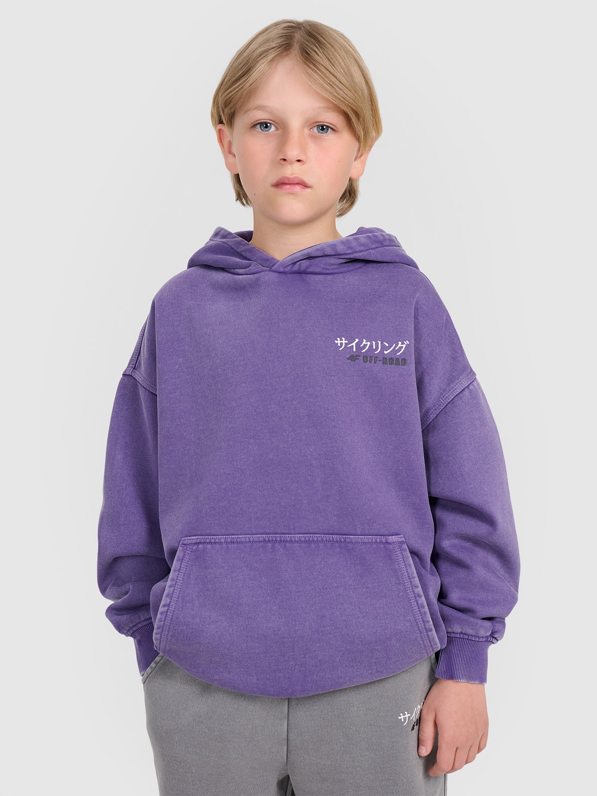 Sportinis neatsegamas džemperis su gobtuvu berniukams - violetinis