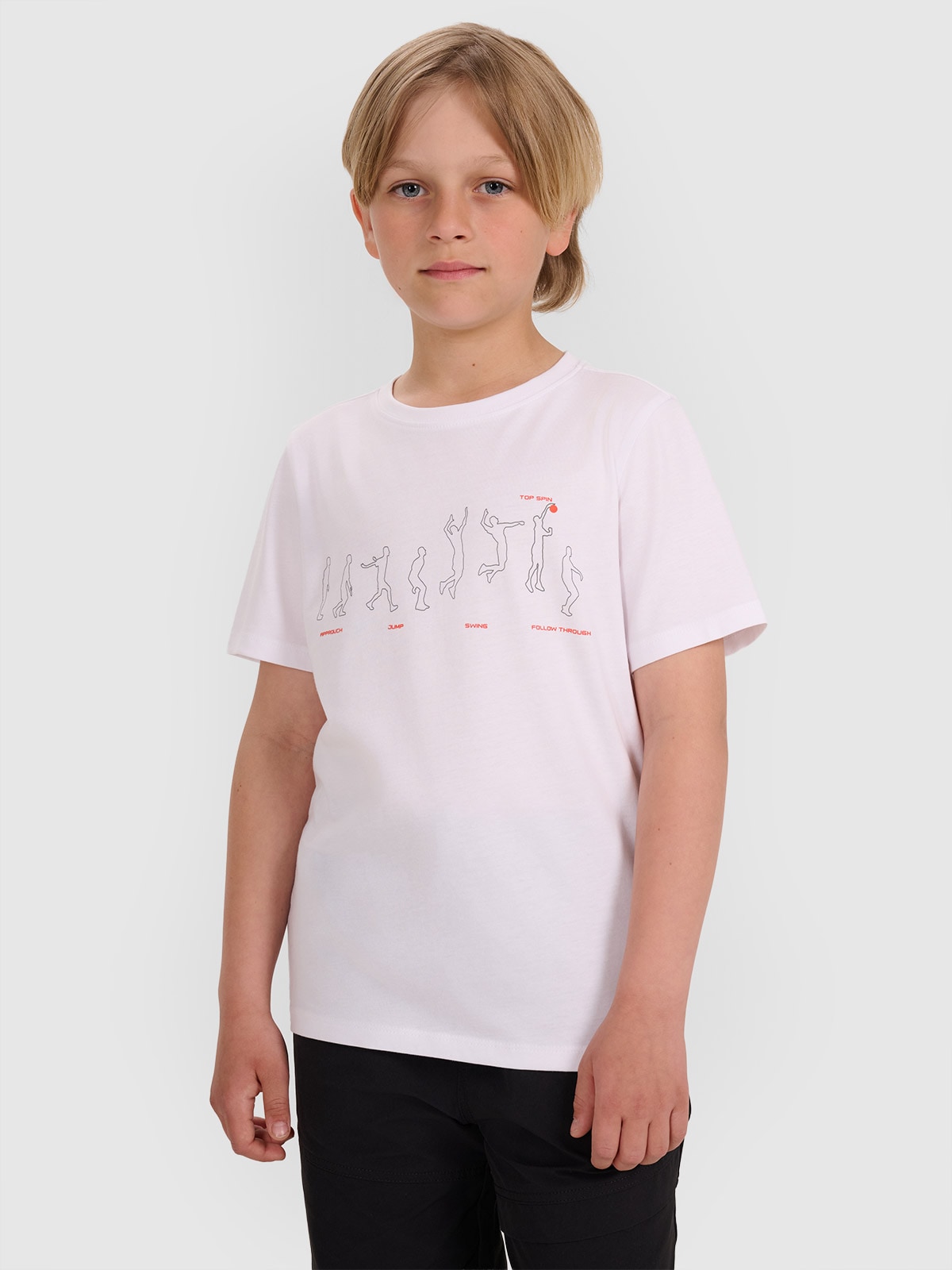 T-shirt regular marškinėliai su spauda berniukams - balti