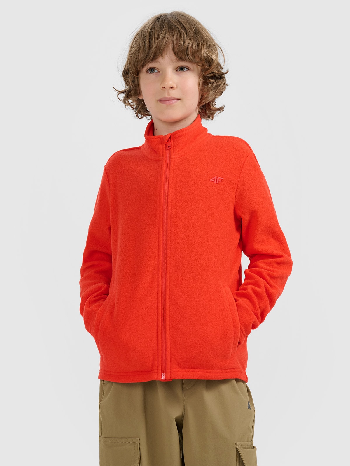 Flisas slim su apykakle berniukams - raudonas