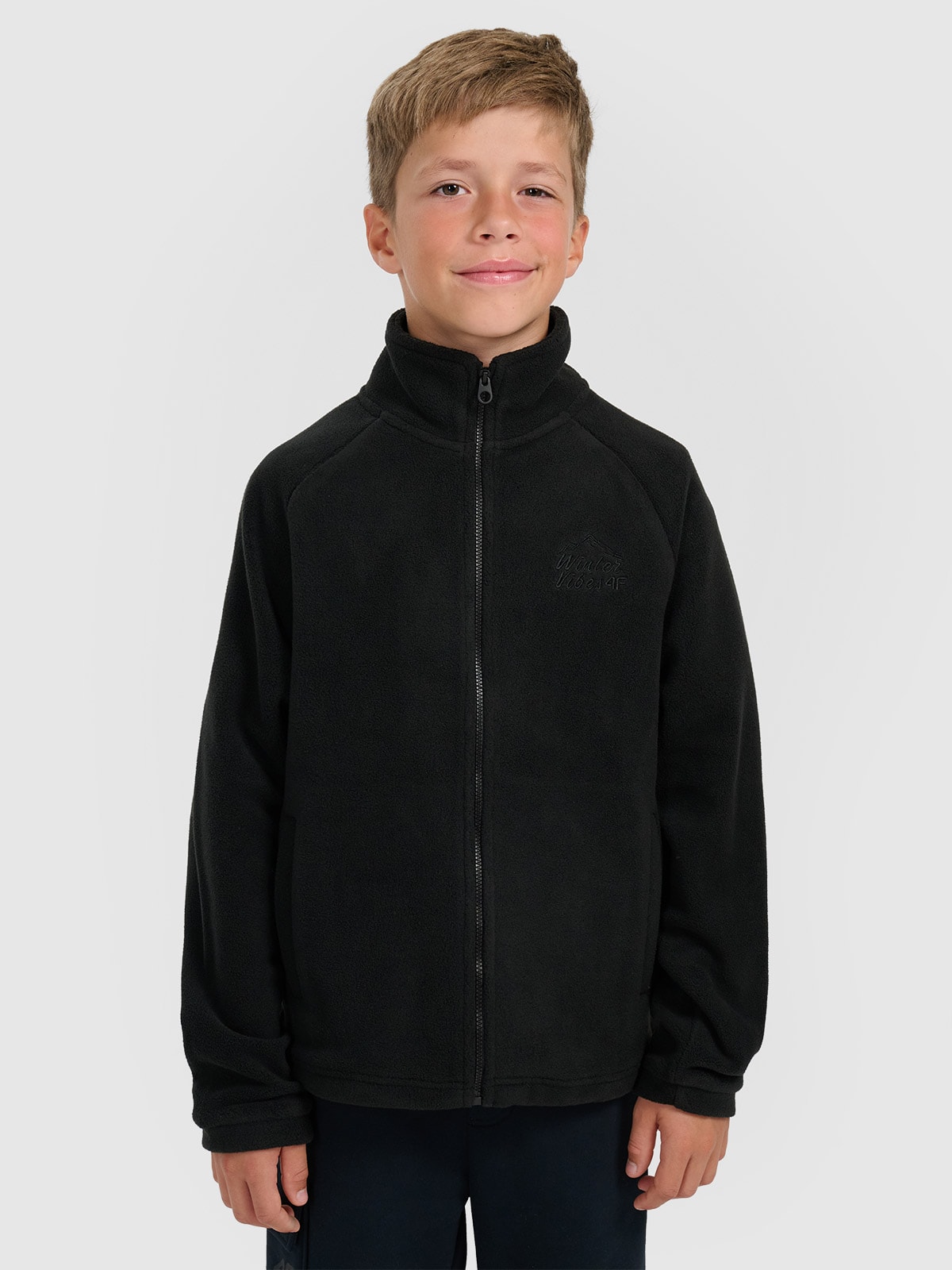 Regular flisas su apykakle berniukams - juodas