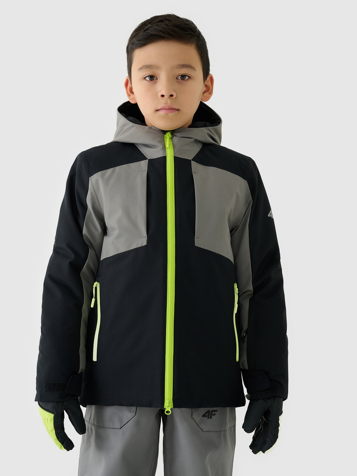 Slidinėjimo striukė berniukams 8000 membrana - juoda