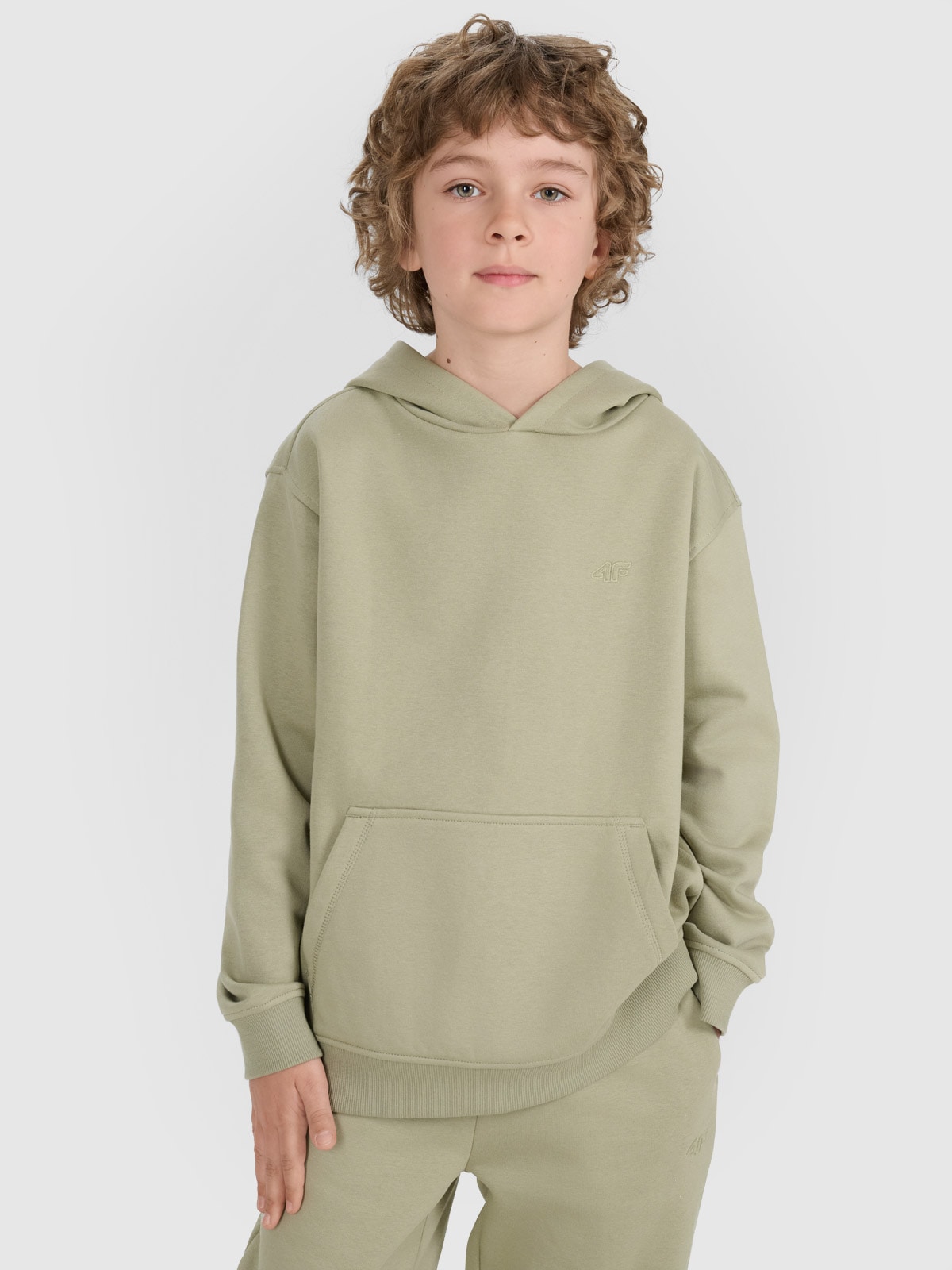 Sportinis neatsegamas džemperis su gobtuvu berniukams - žalias