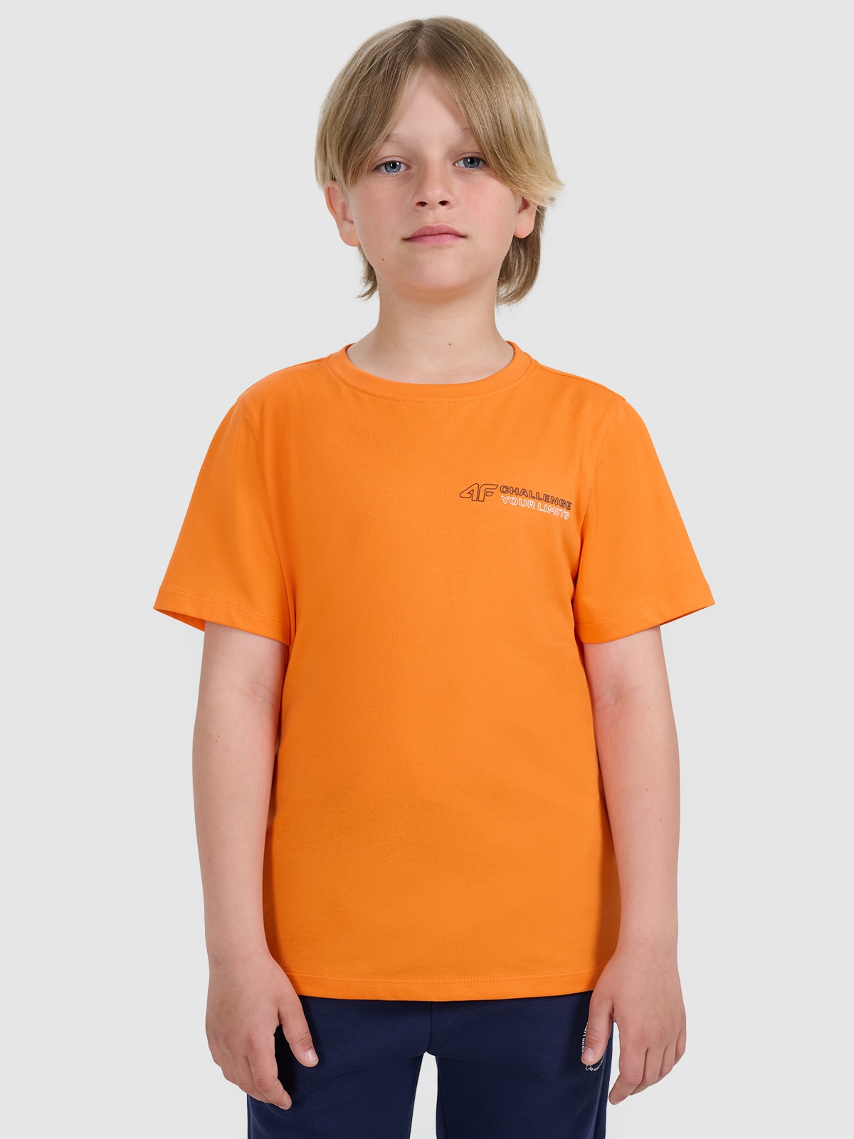 T-shirt regular marškinėliai su spauda berniukams - oranžiniai