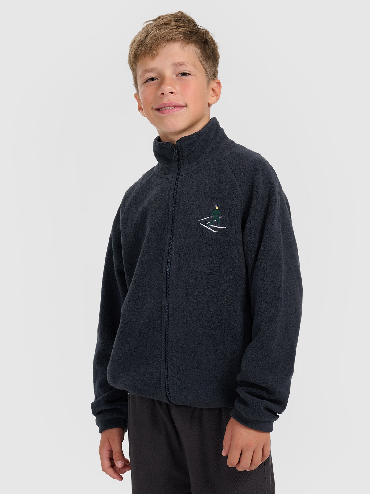 Regular flisas su apykakle berniukams - tamsiai mėlynas