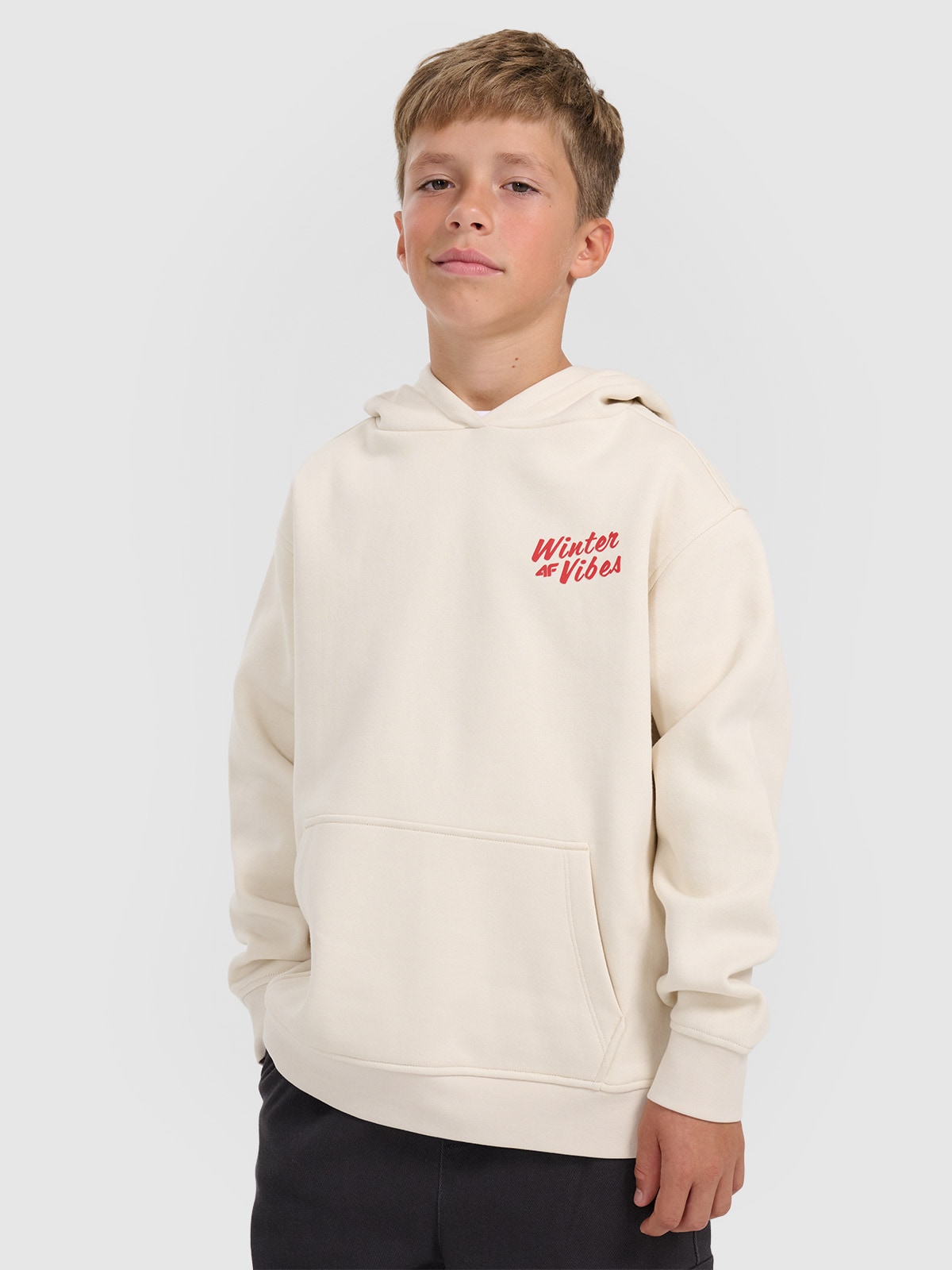 Sportinis neatsegamas, džemperis su gobtuvu berniukams - baltas