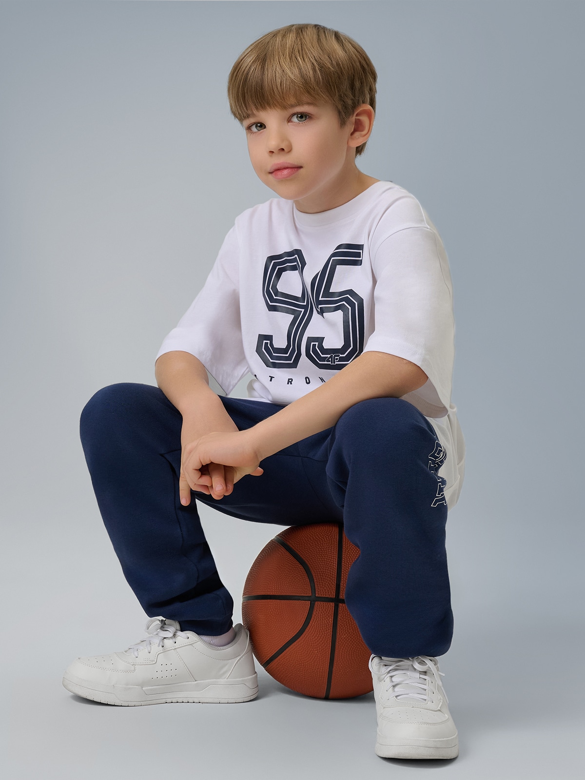 T-shirt loose marškinėliai su spauda berniukams - balti