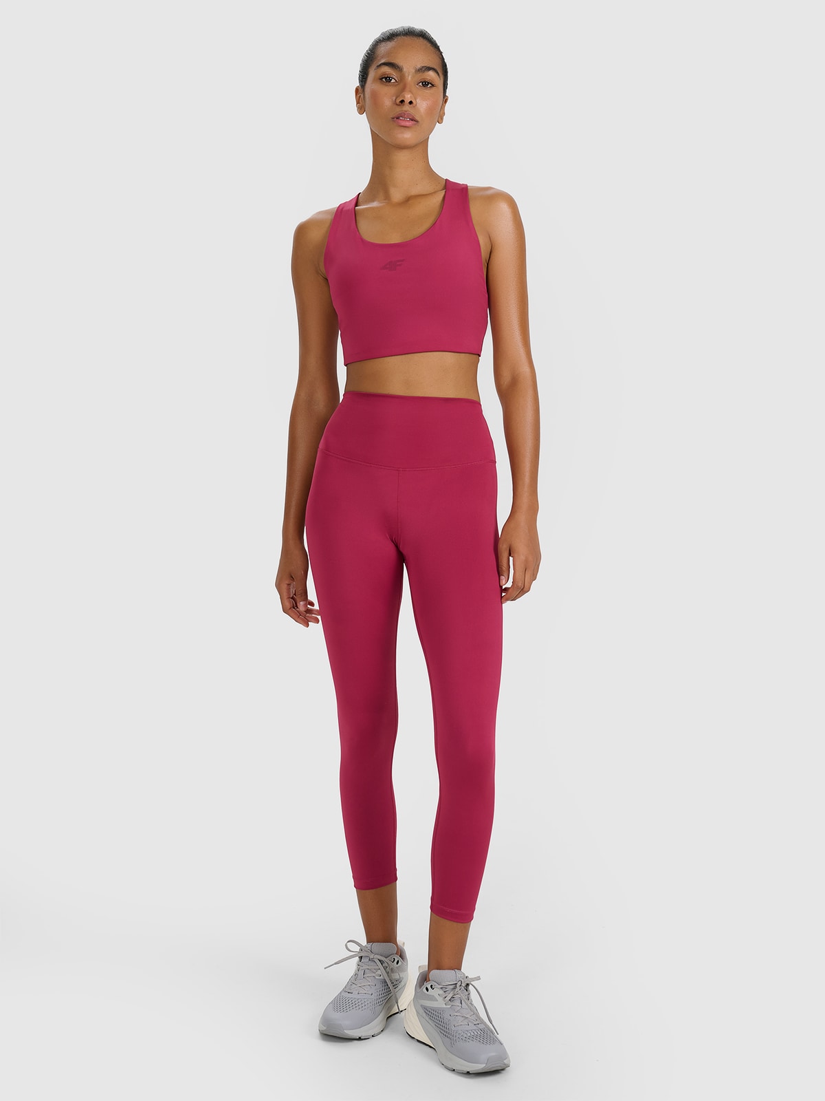 Moteriškos treniruočių tamprės 7/8 su aukštu liemeniu - raudonos