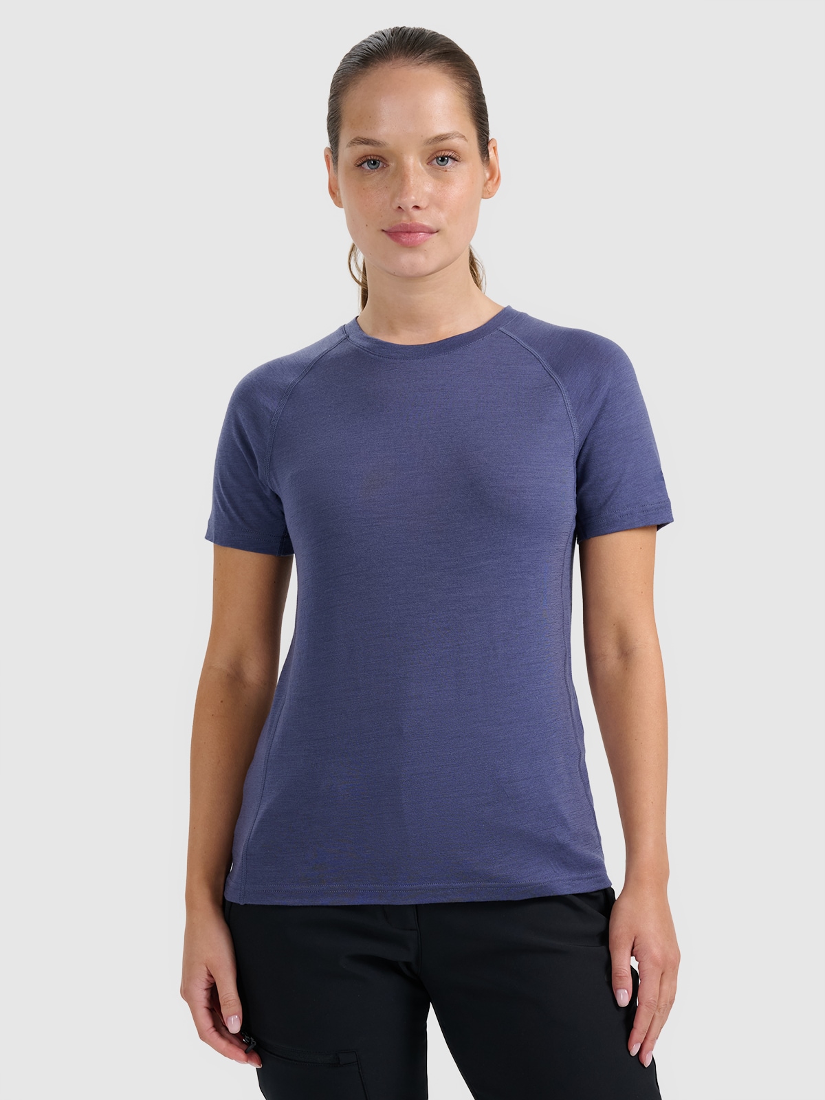 Moteriški žygio marškinėliai su merino vilna - tamsiai mėlyni