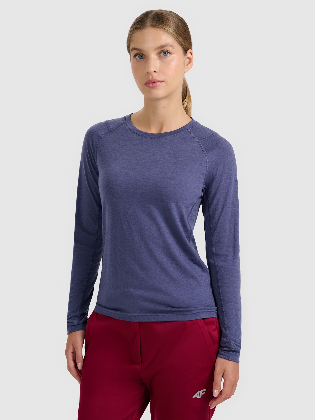 Moteriški longsleeve greitai džiūstantys marškinėliai su merino vilna - tamsiai mėlyni