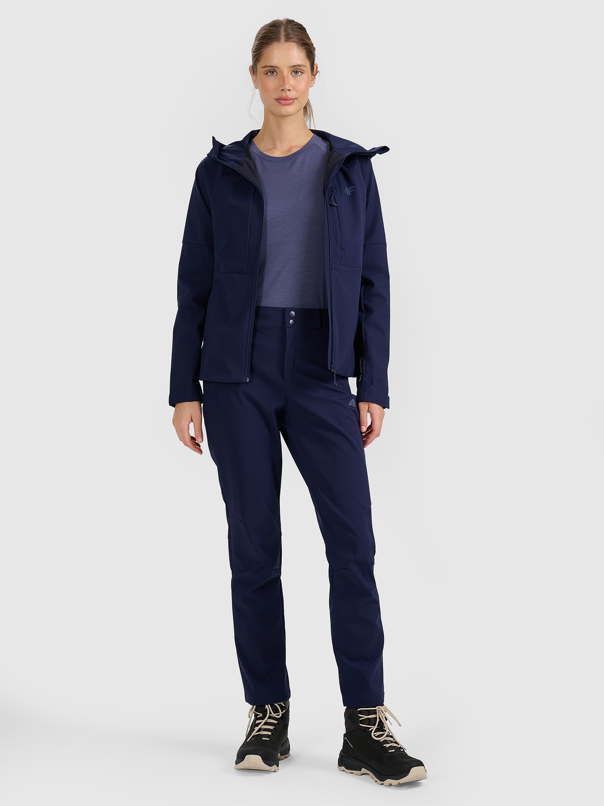 Moteriškos softshell žygio kelnės 10000 membrana - tamsiai mėlynos