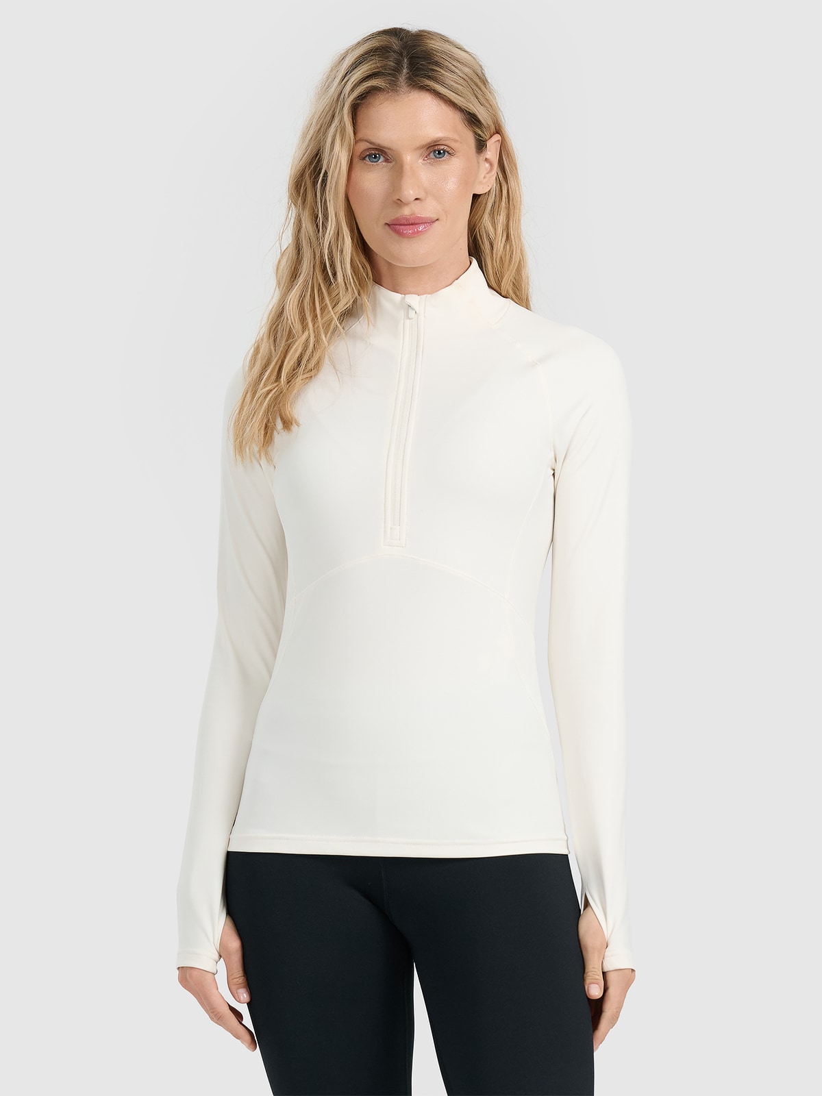 Moteriškas termoaktyvus sukarštas apatinis trikotažas (viršus) - smėlio spalvos