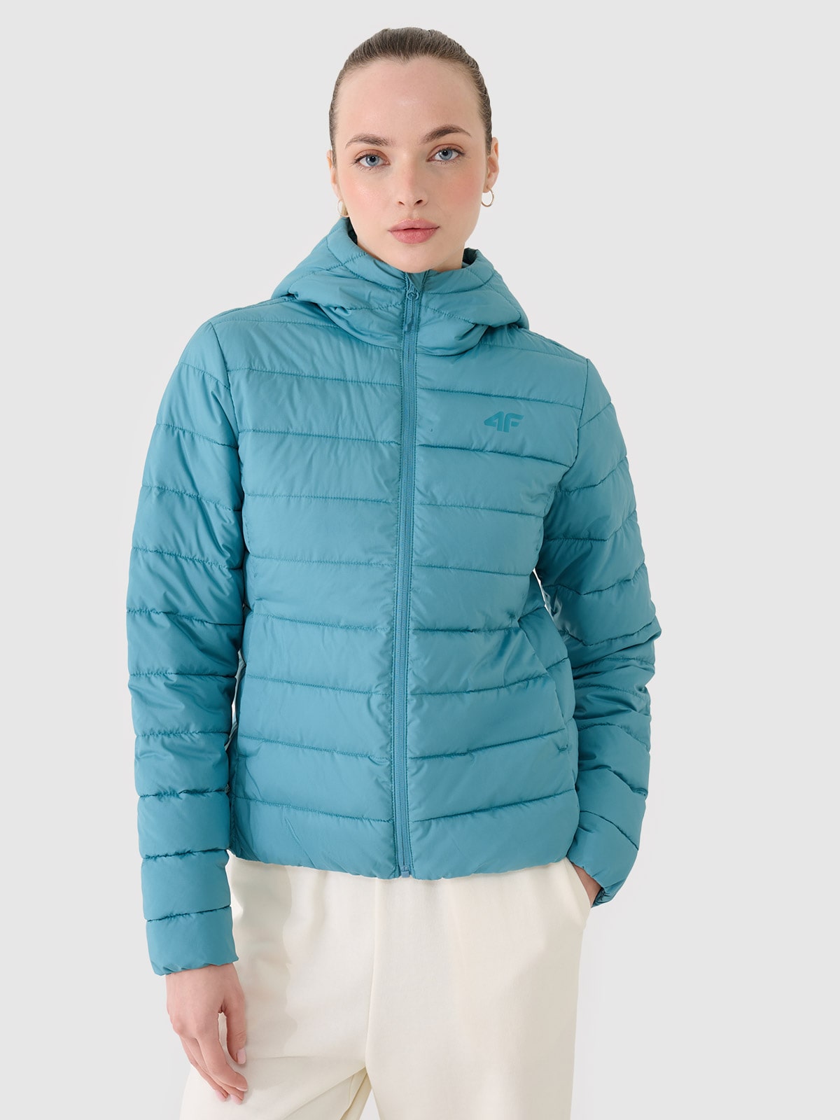 Moteriška pūkinė striukė su kamšalu iš perdirbimo - turkio splavos