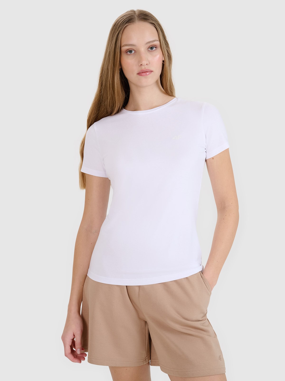 Moteriški T-shirt slim lygus marškinėliai (2-pack) - balti