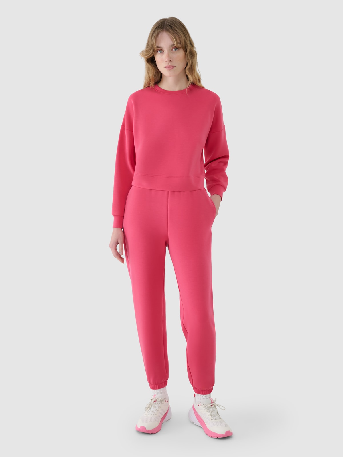 Moteriškos sportinės jogger kelnės su modalio priemaiša - rožinės