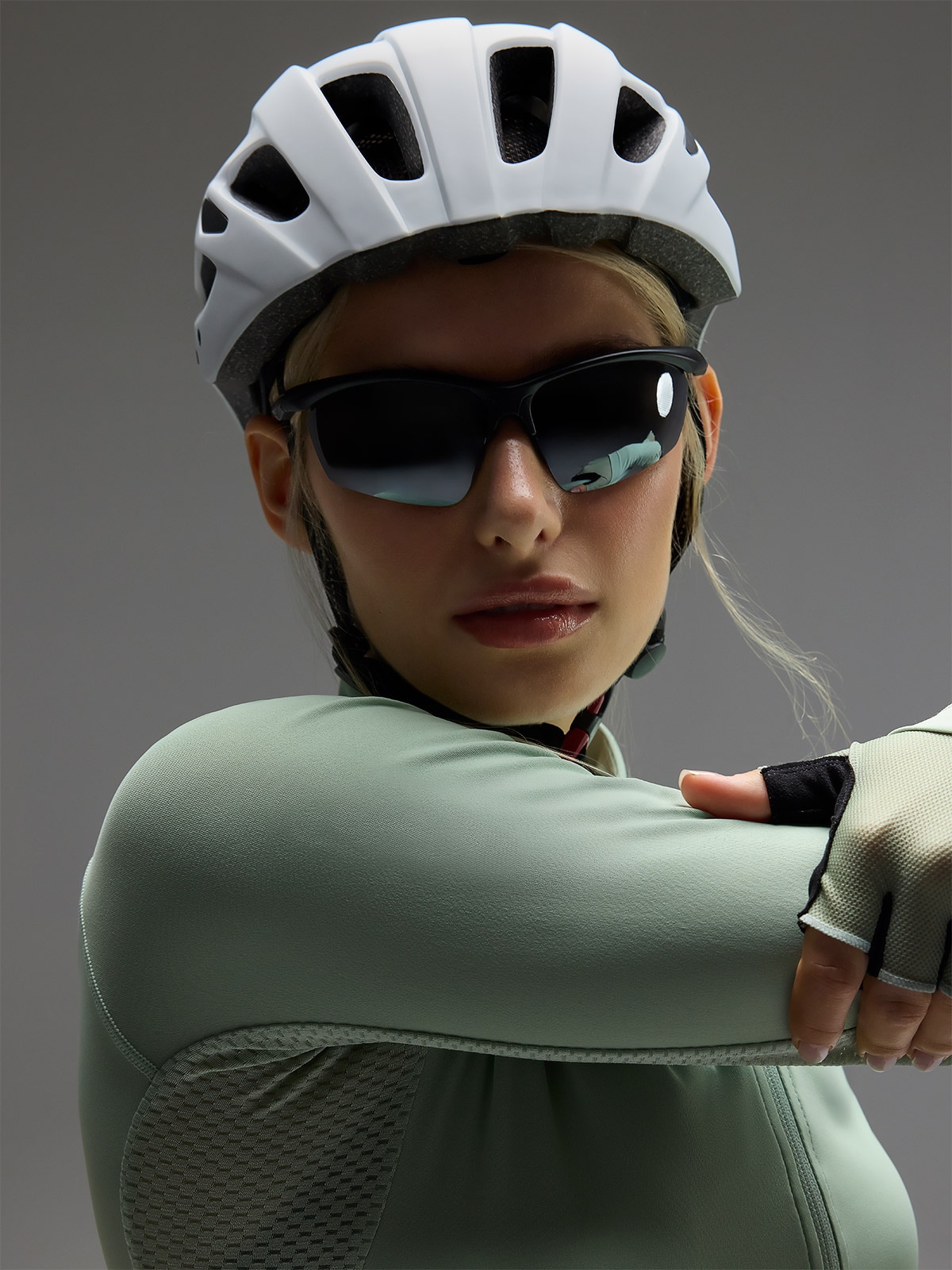 Moteriški longsleeve greitai džiūstantys dviratininko marškinėliai - turkio spalvos