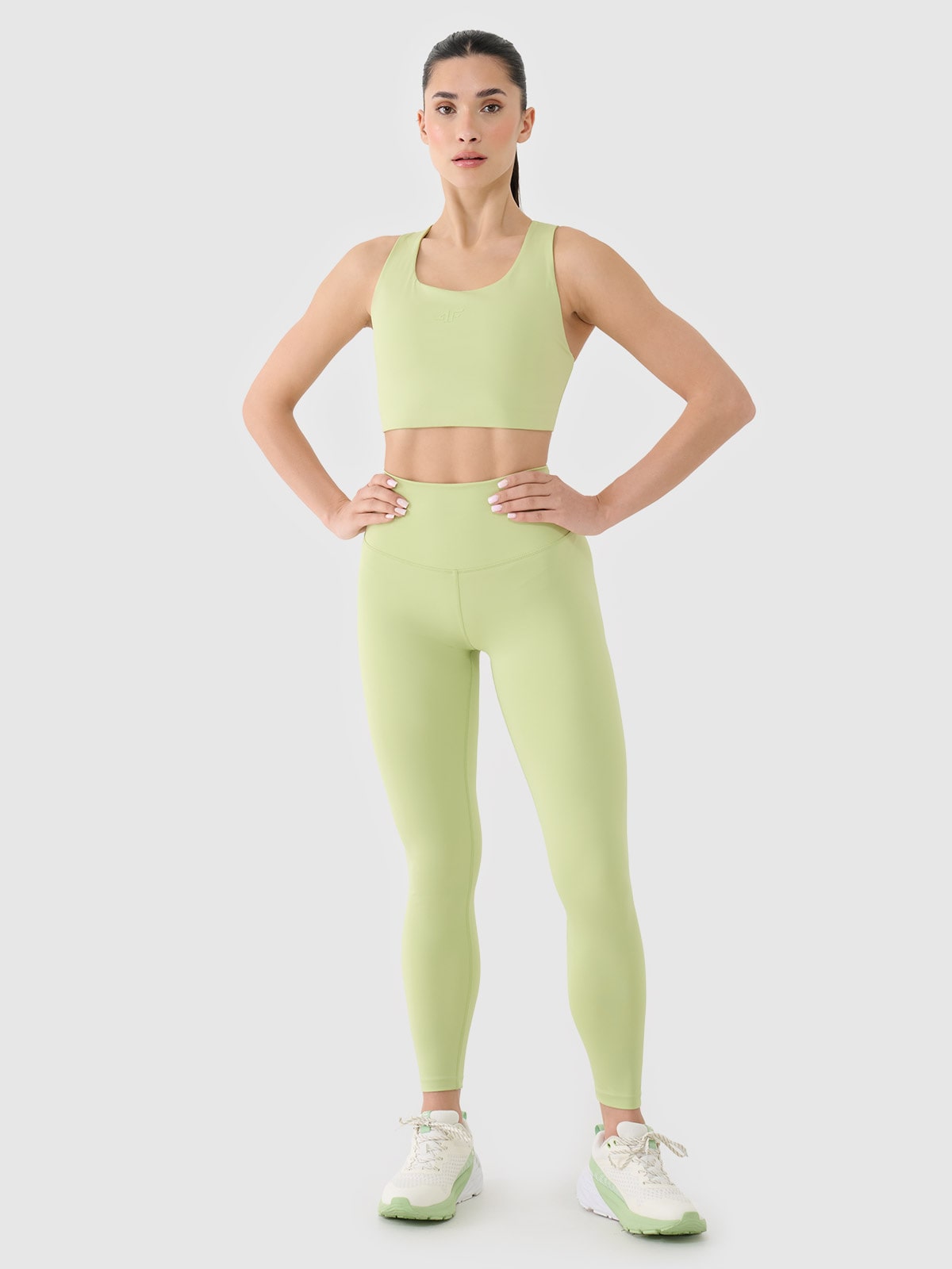 Moteriškos treniruočių tamprės su aukštu liemeniu - žalios
