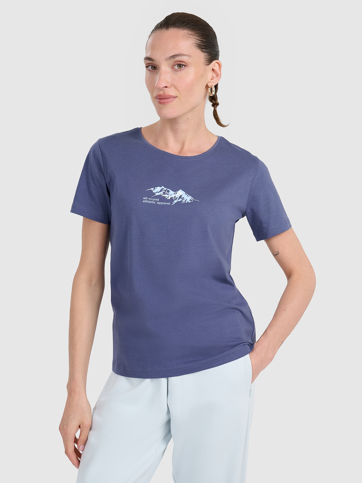 Moteriški T-shirt regular marškinėliai su grafika - tamsiai mėlyni