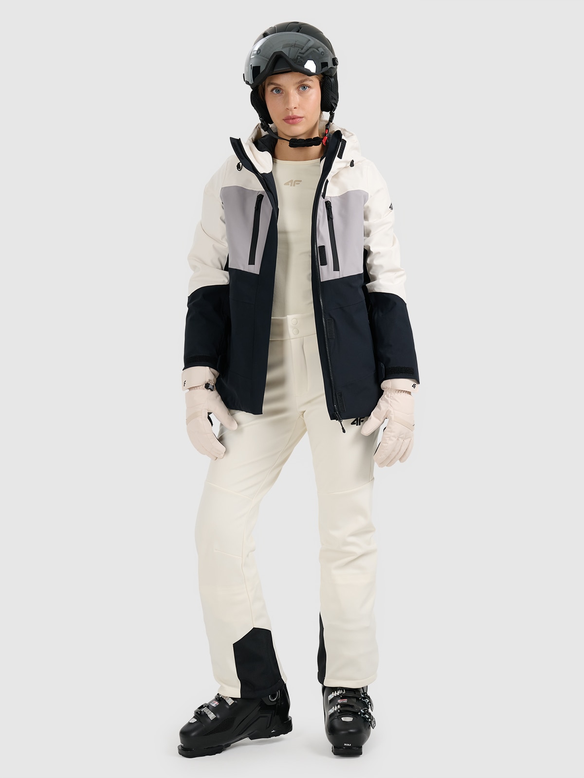 Moteriškos softshell slidinėjimo kelnės 10000 membrana - smėlio spalvos