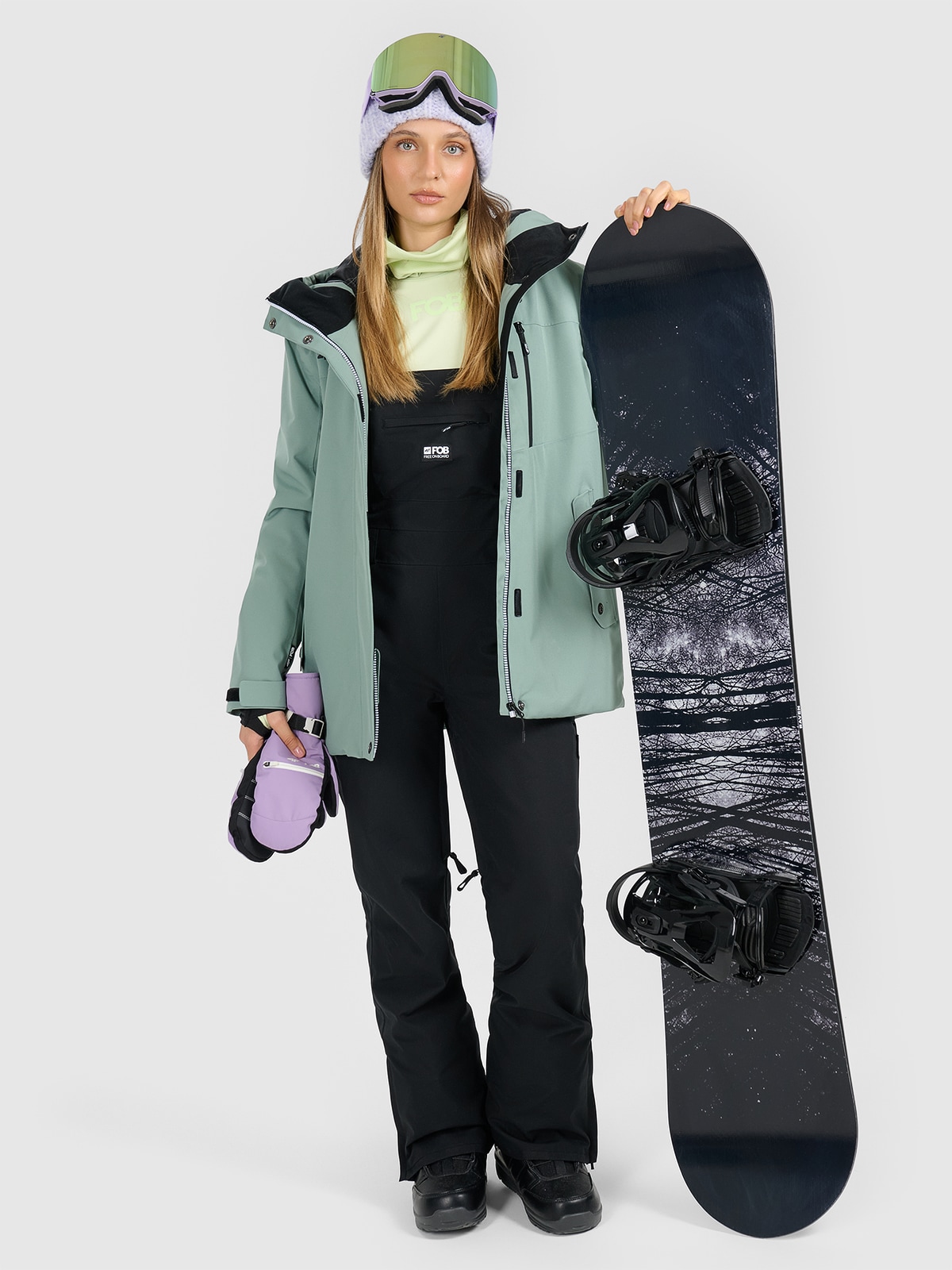 Moteriškos snieglenčių kelnės su petnešomis 15000 membrana - pilkos