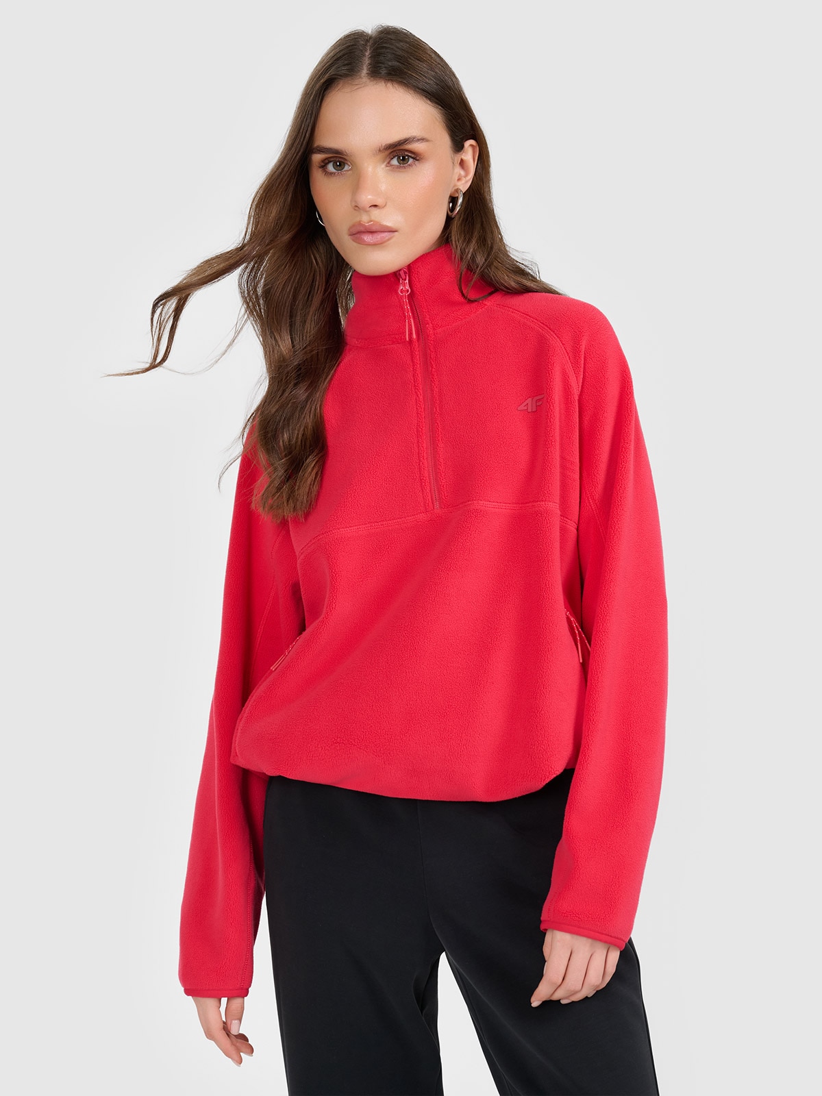 Moteriškas regular flisas be gobtuvo - raudonas