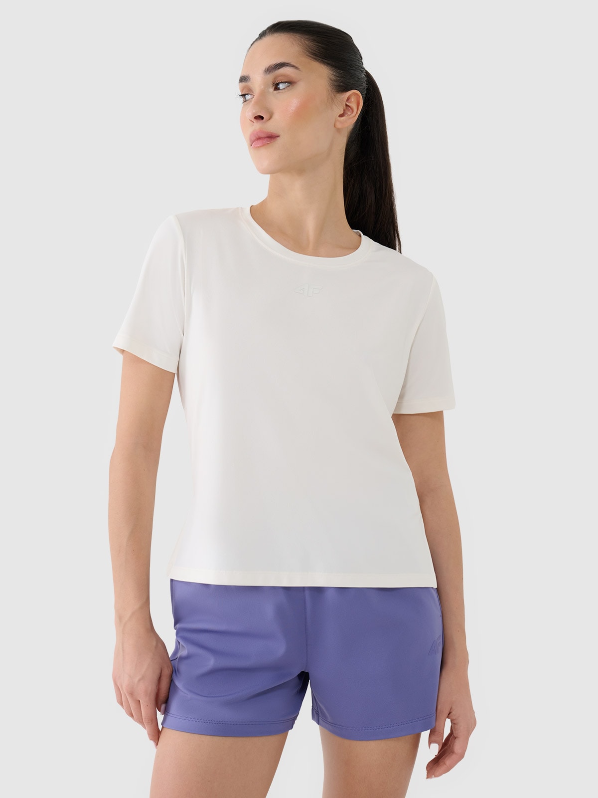 Moteriški oversize greitai džiūstantys treniruočių marškinėliai - balti