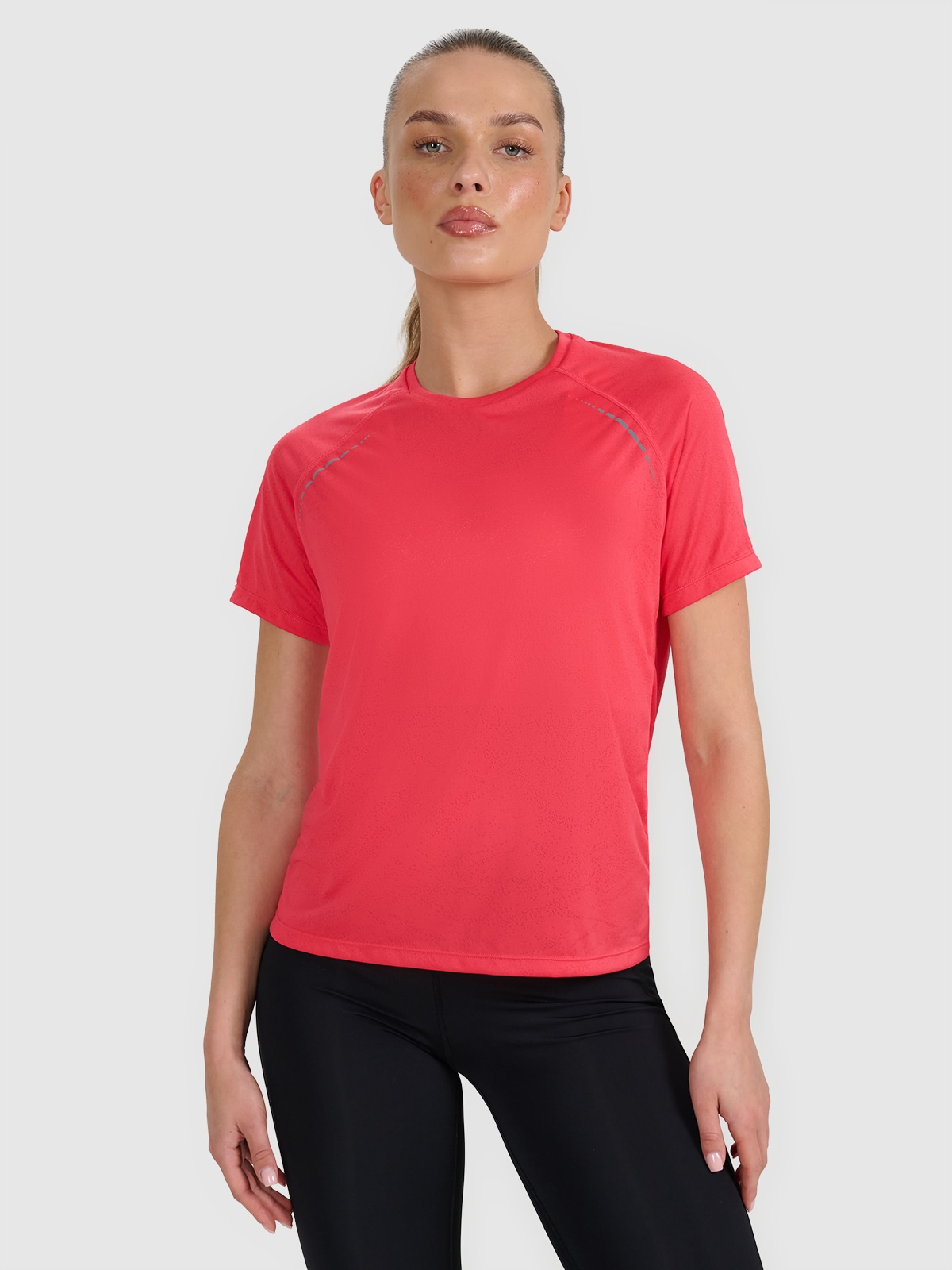Moteriški regular greitai džiūstantys bėgimo marškinėliai -  raudoni