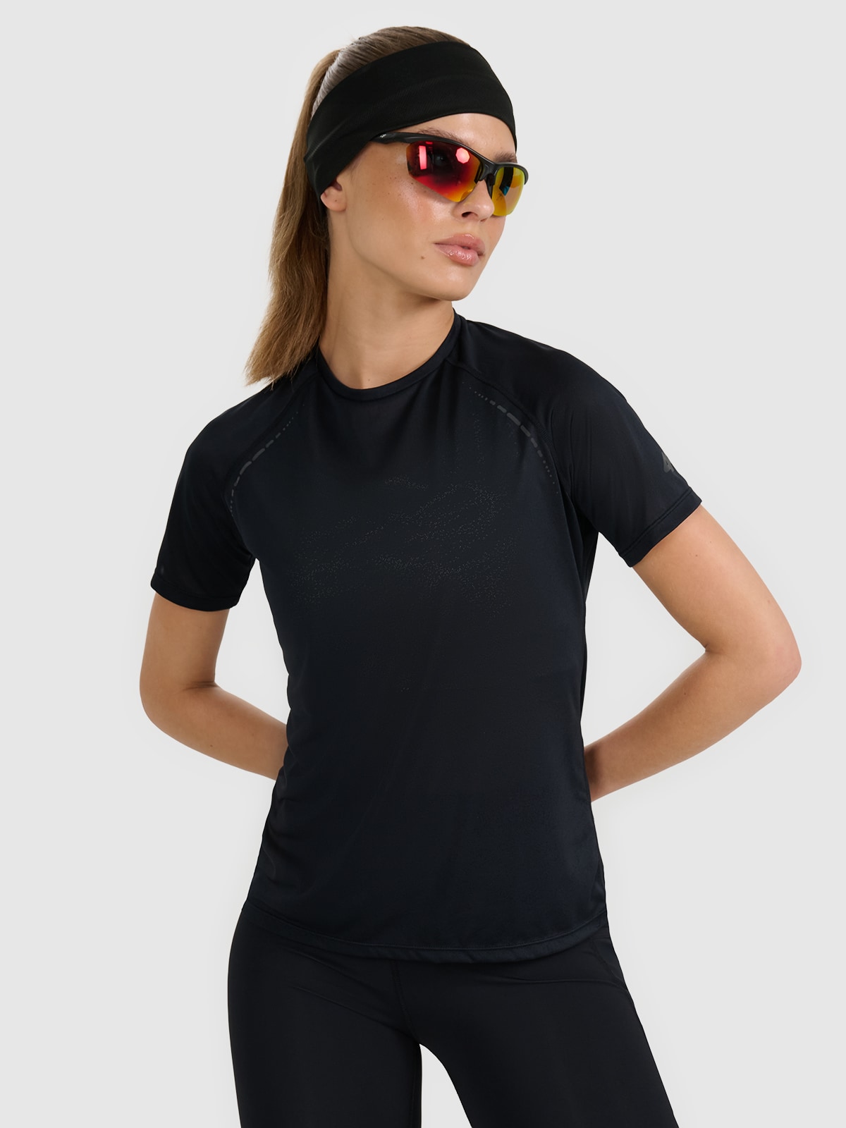 Moteriški regular greitai džiūstantys bėgimo marškinėliai - juodi