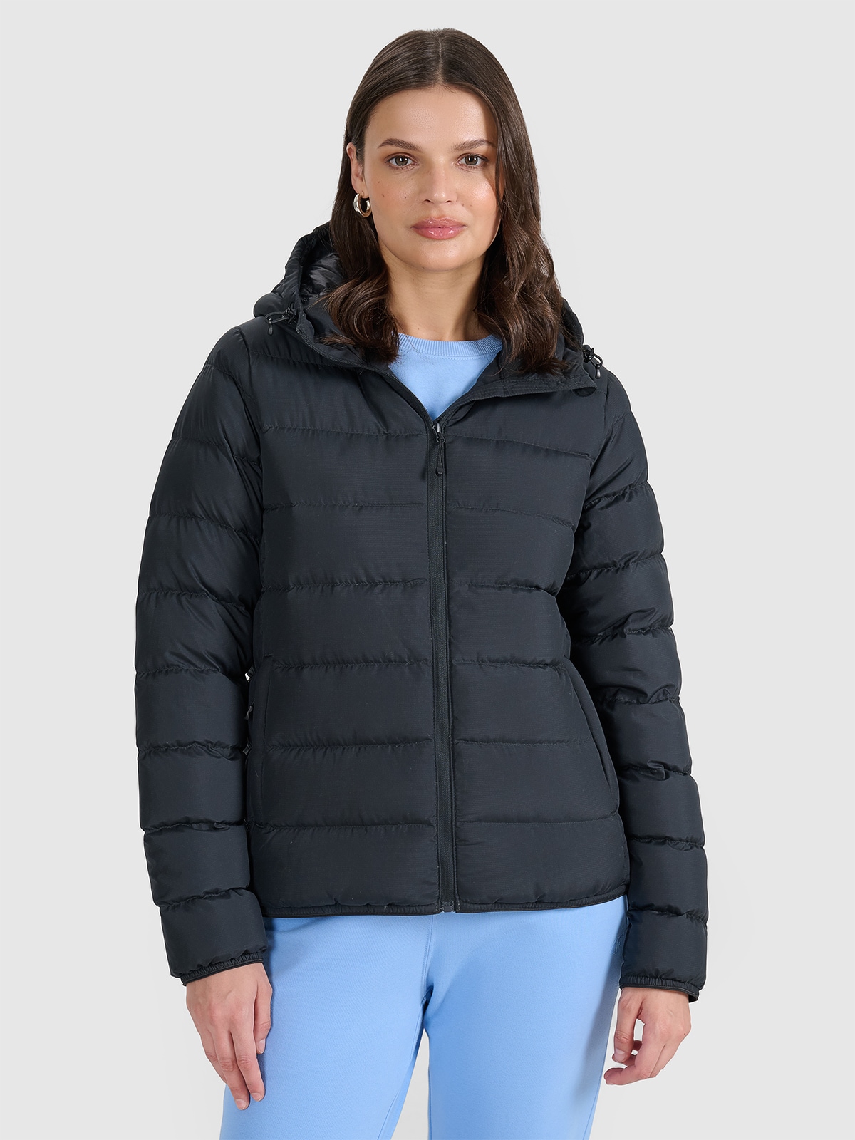 Moteriška striukė su natūralių pūkų kamšalu - juoda