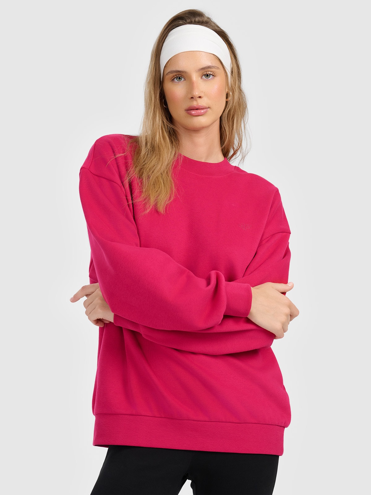 Moteriškas neatsegamas džemperis be gobtuvo - rožinis