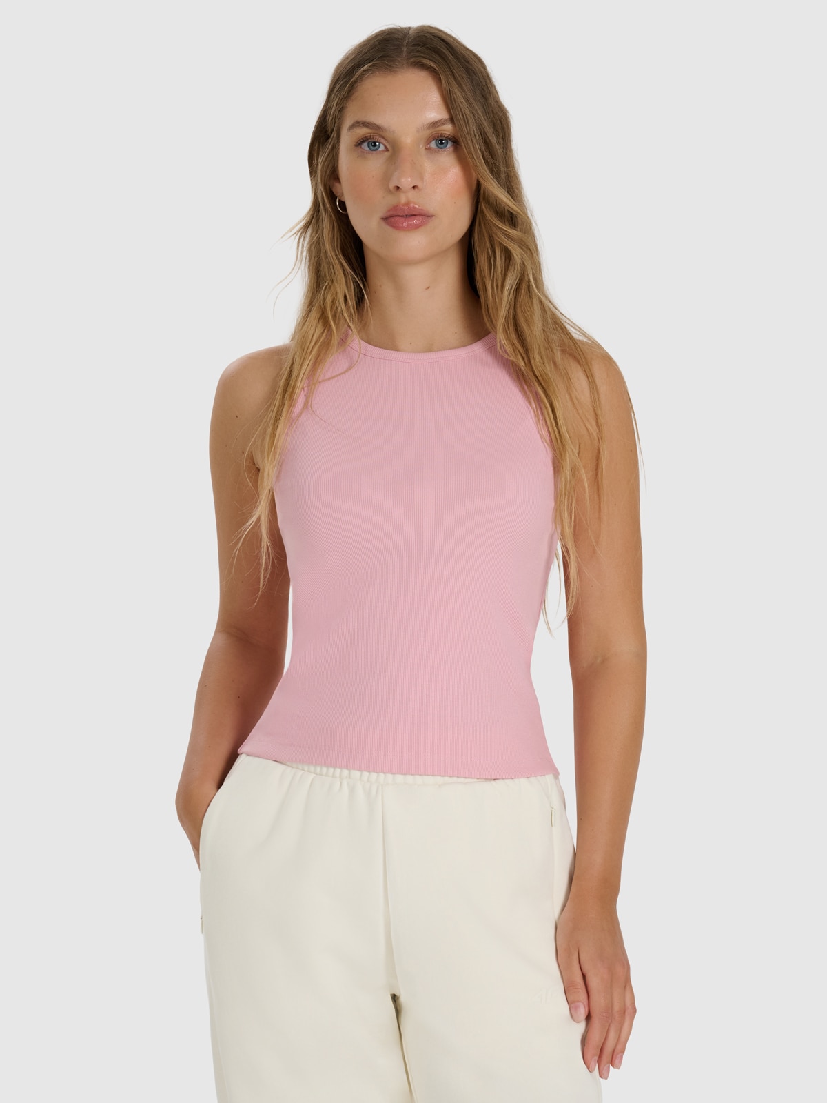 Moteriški Top slim lygus marškinėliai - rožiniai