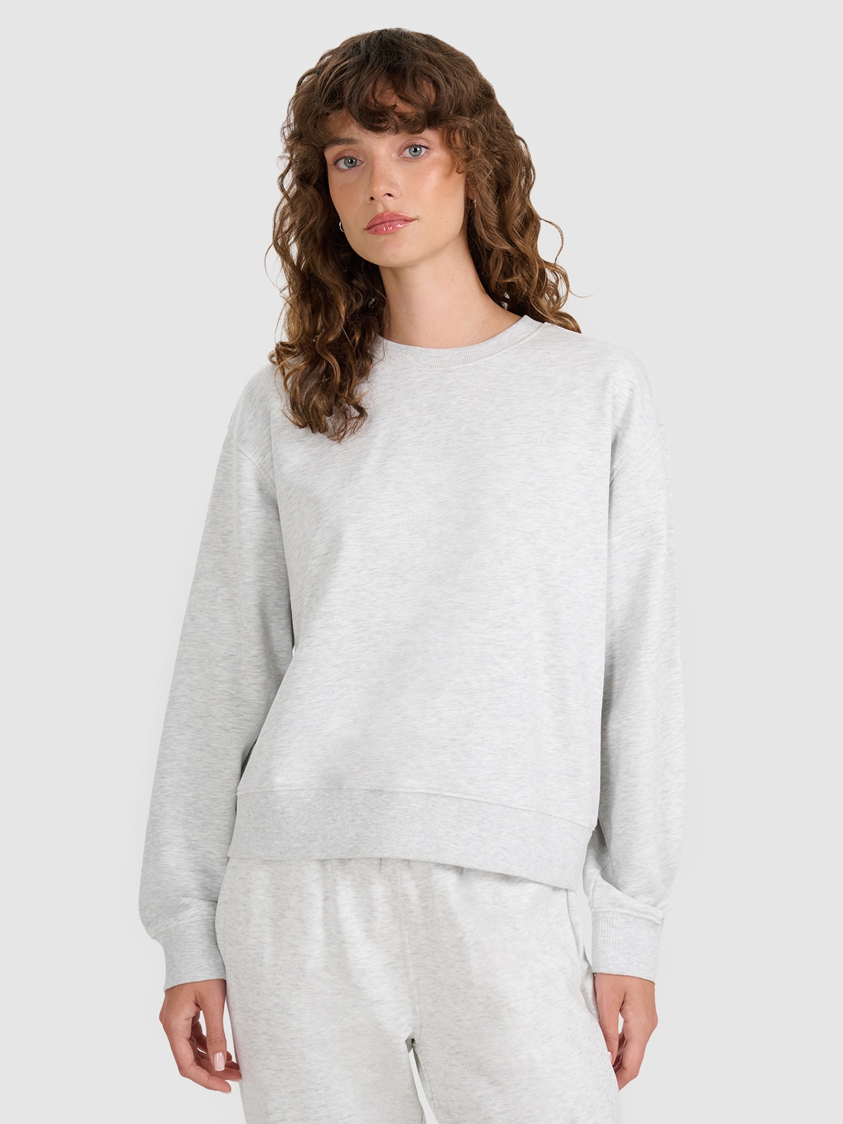 Moteriškas sportinis neatsegamas džemperis be gobtuvo - pilkas