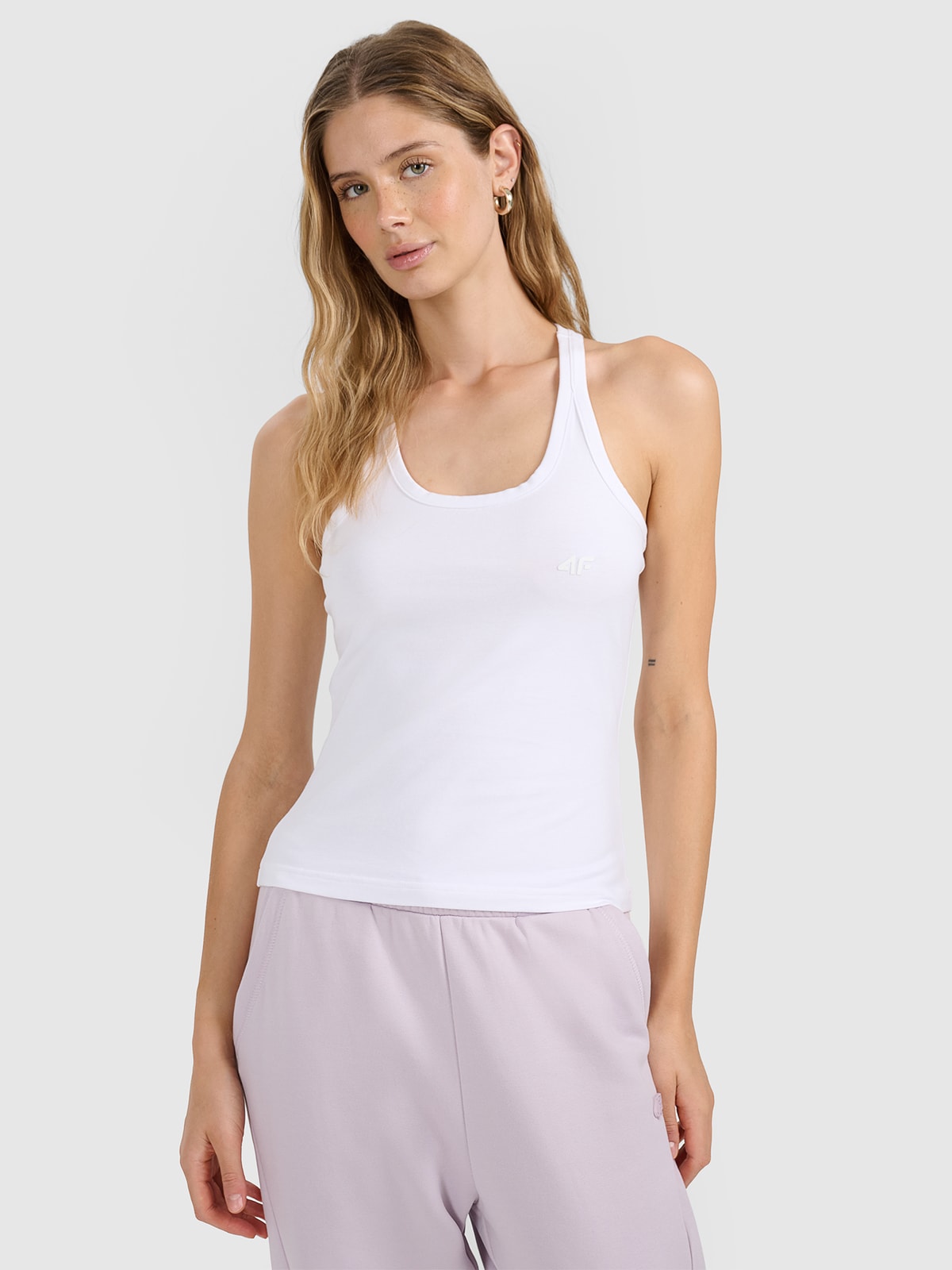 Moteriški Top slim lygus marškinėliai - balti
