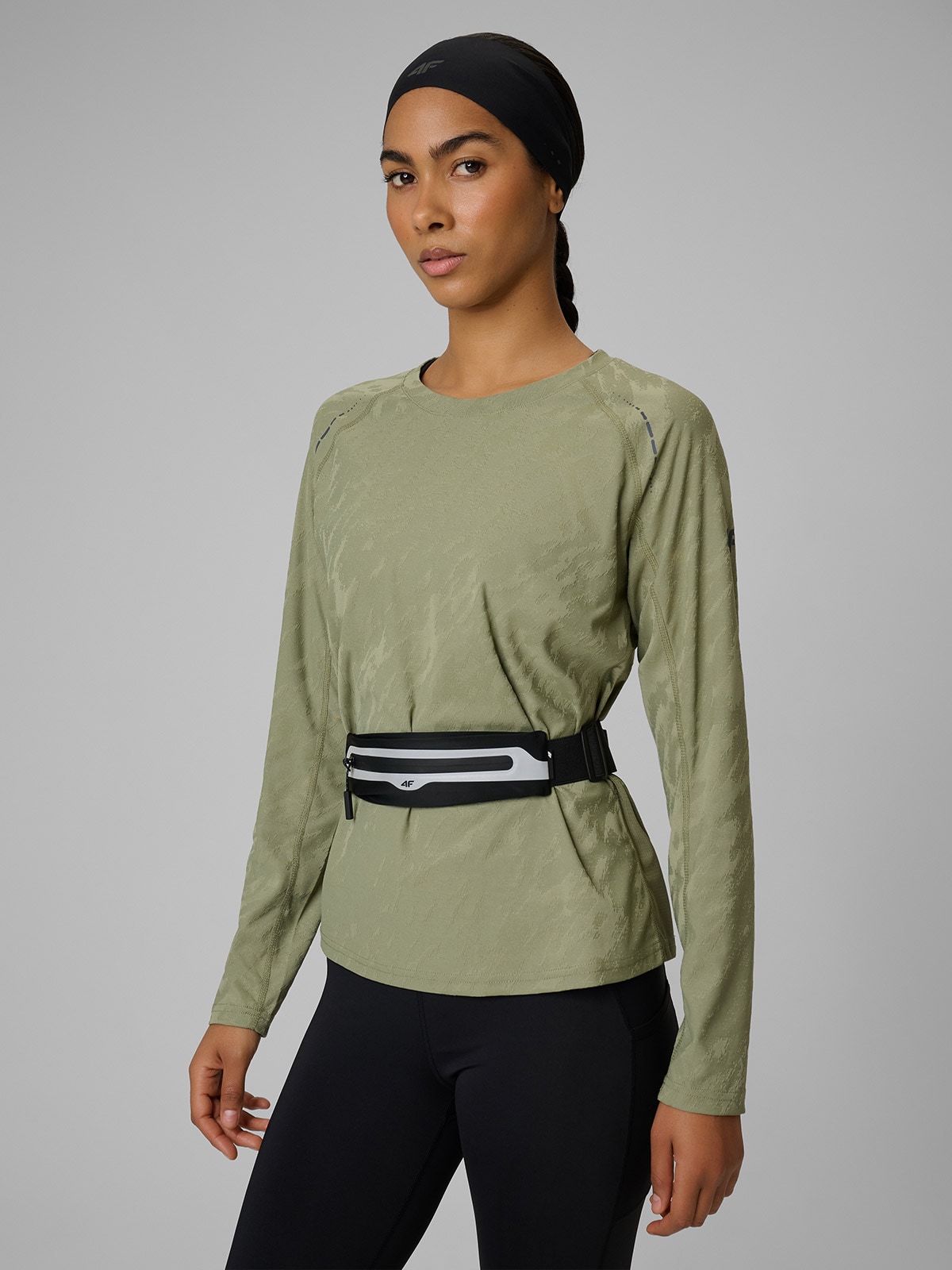 Greitai džiūstantis bėgimo ilgomis rankovėmis marškinėliai moterims - alyvuogių