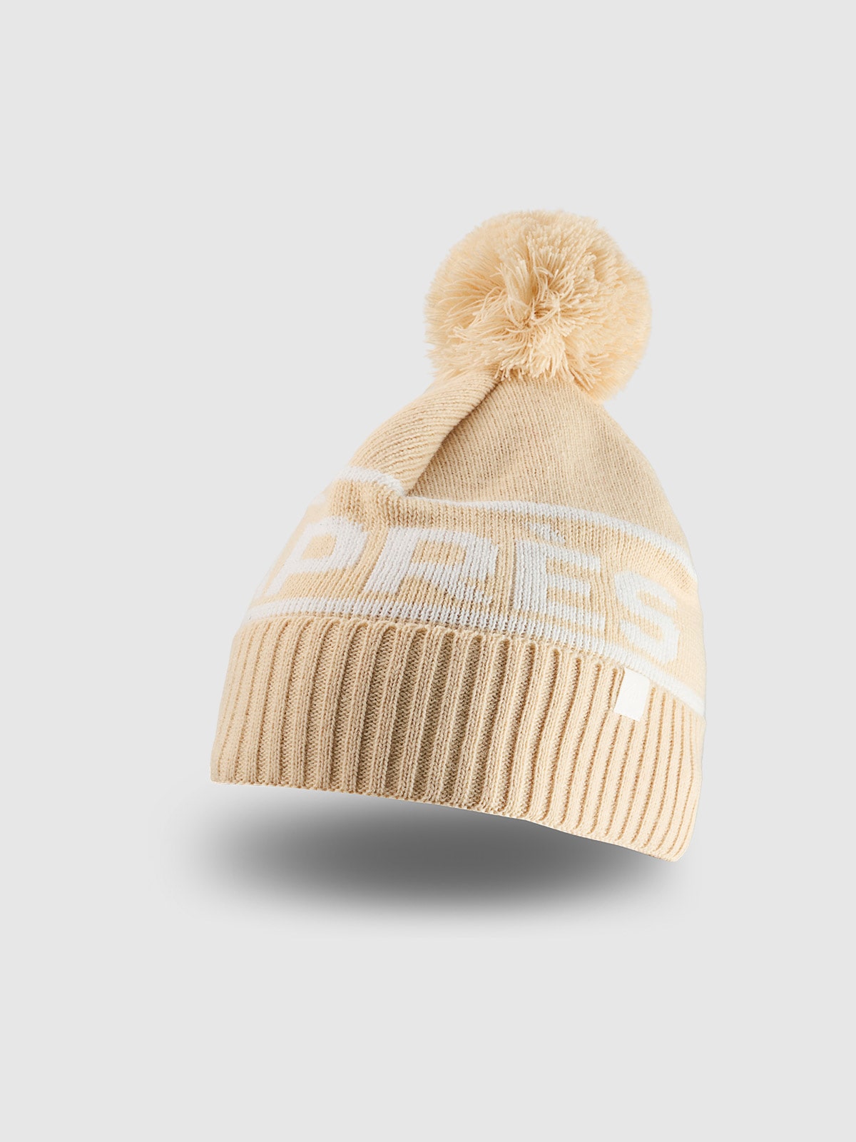 Moteriška žieminė kepurė su vilnos priemaiša - smėlio spalvos