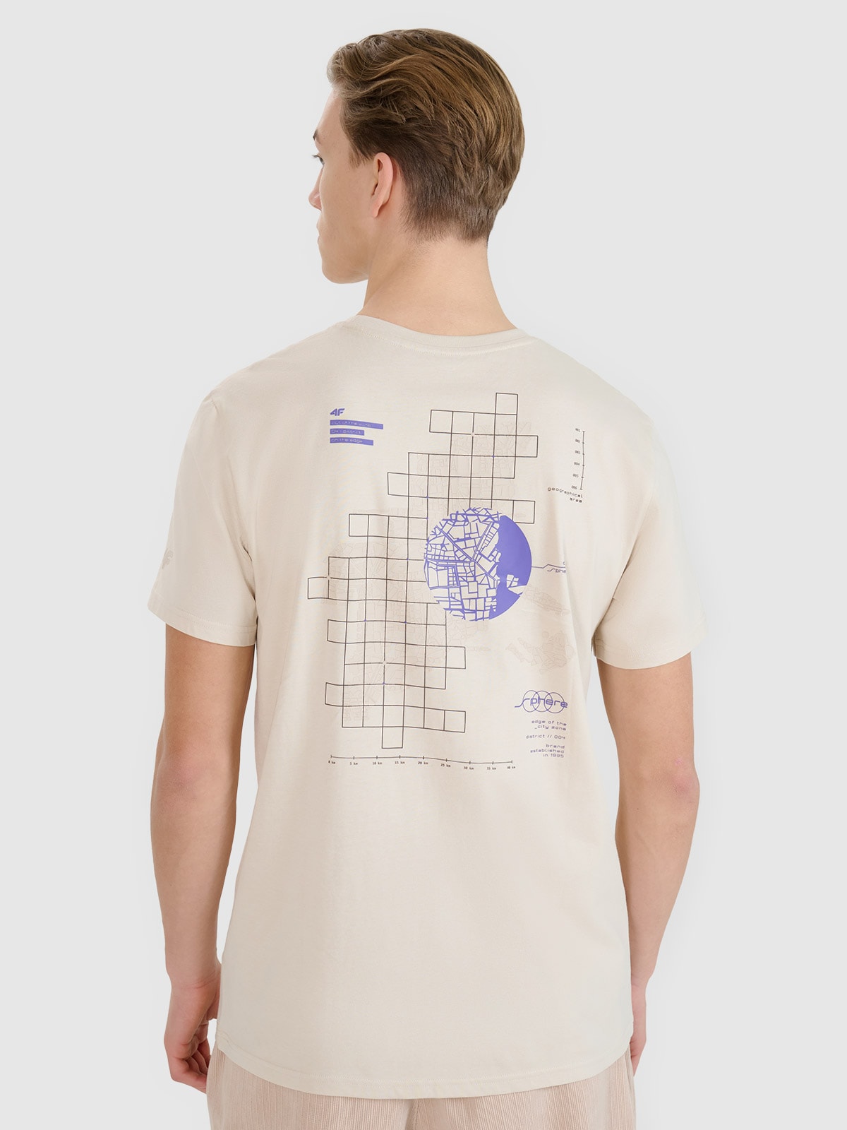 Vyriški T-shirt regular marškinėliai su grafika - smėlio spalvos