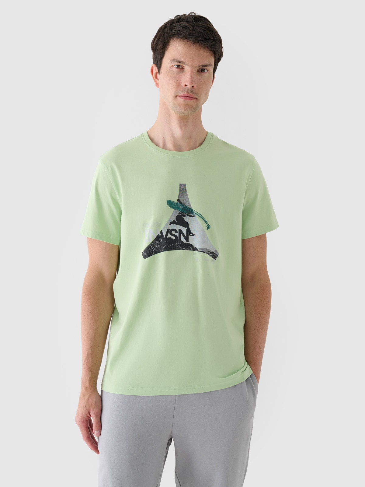 Vyriški T-shirt regular marškinėliai su spauda - žali