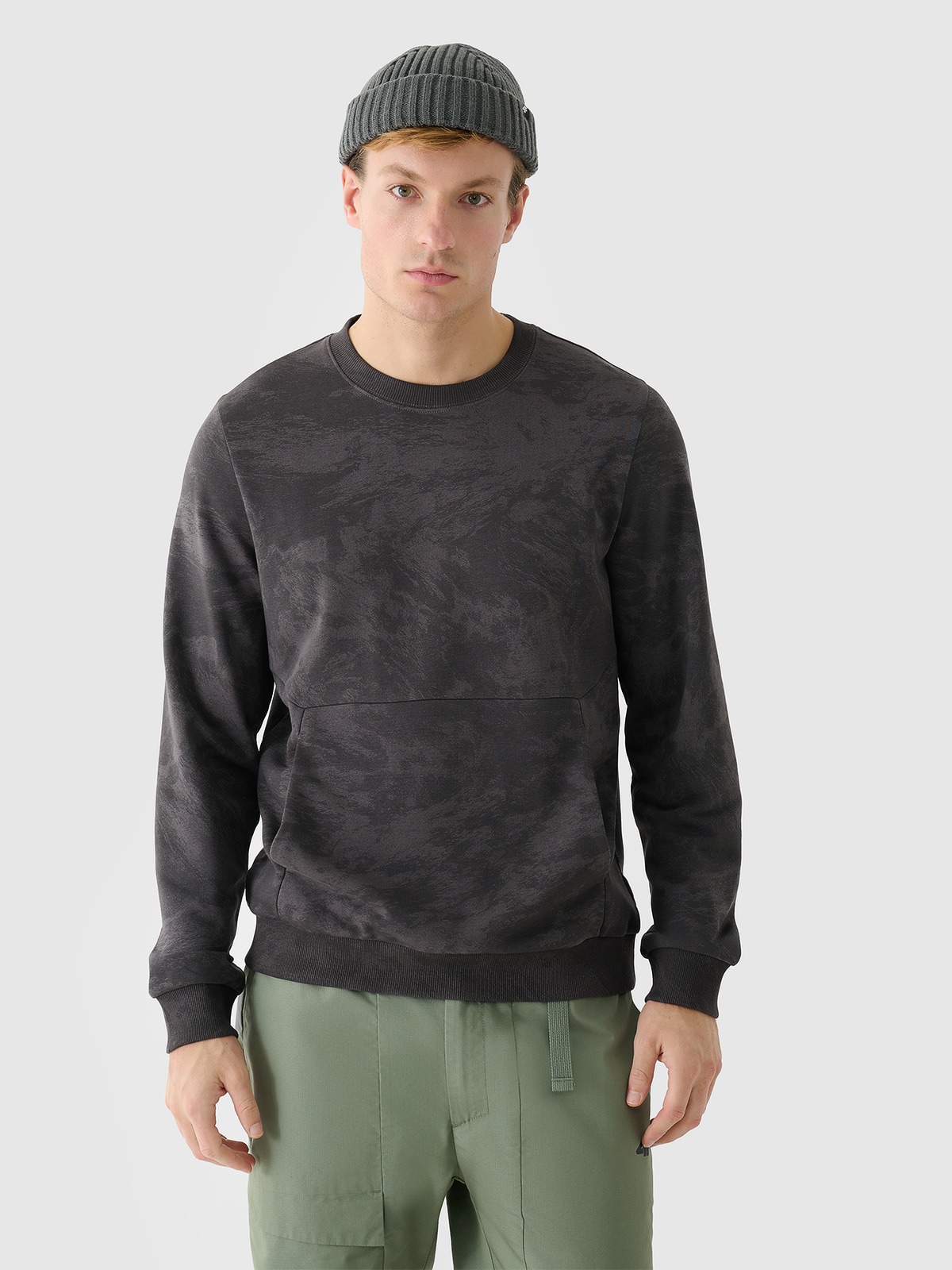 Vyriškas sportinis neatsegamas džemperis be gobtuvo - pilkas