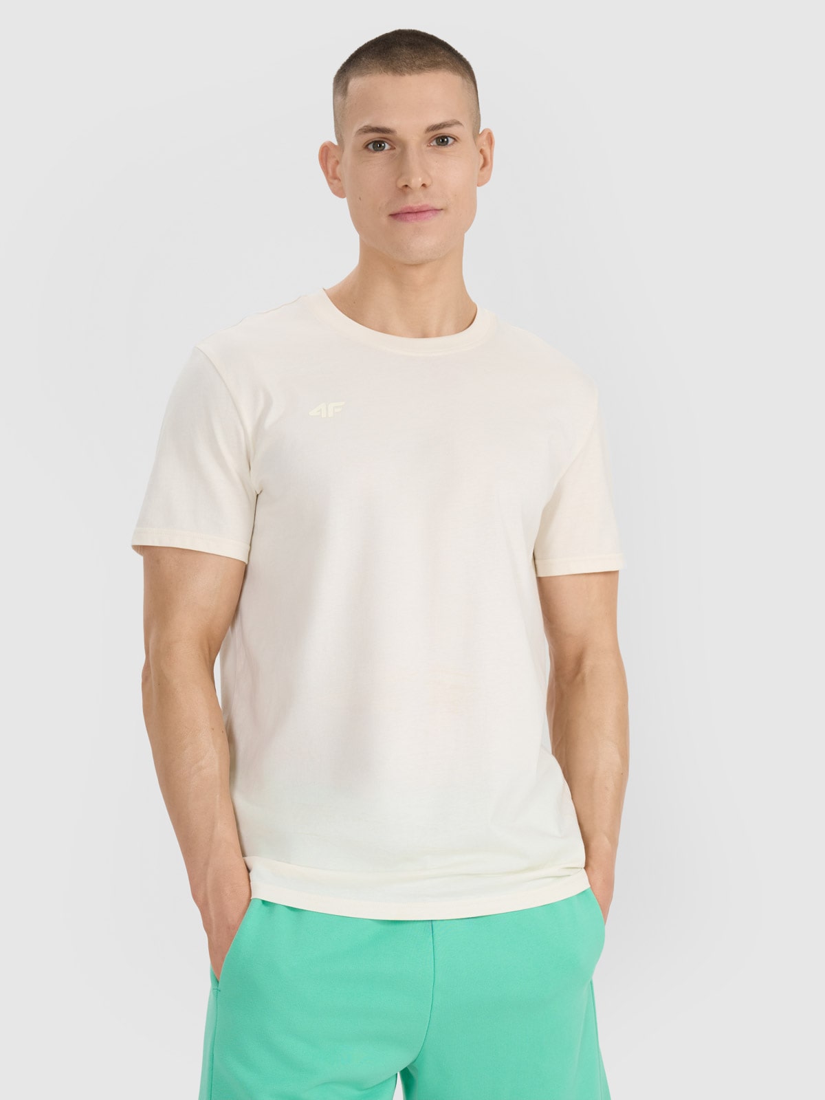 Vyriški T-shirt regular marškinėliai su spauda - balti