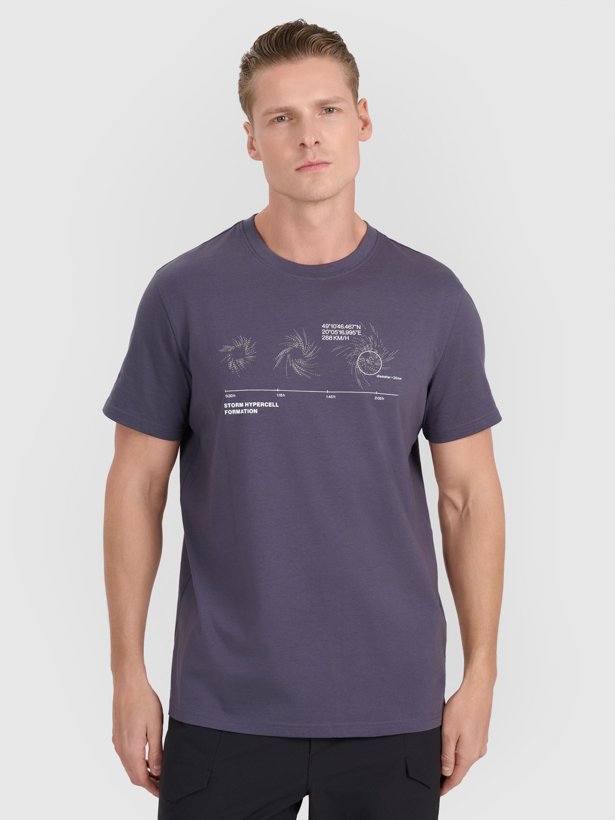 Vyriški T-shirt regular marškinėliai su spauda - pilki