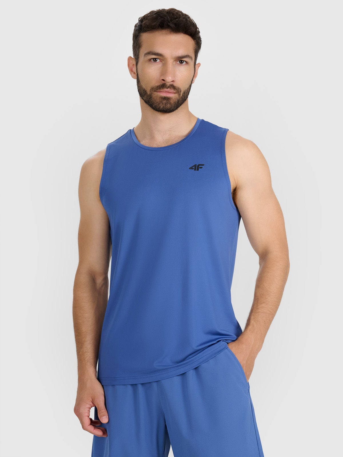 Vyriški tank top greitai džiūstantys treniruočių marškinėliai - mėlyni