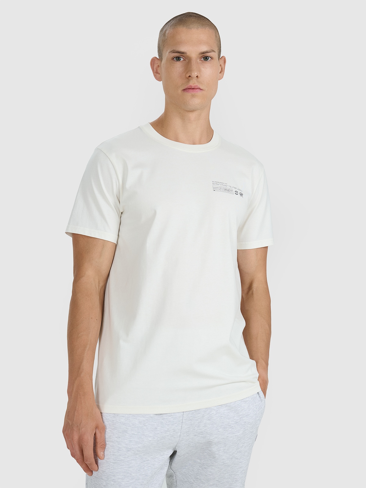 Vyriški T-shirt regular marškinėliai su spauda - balti