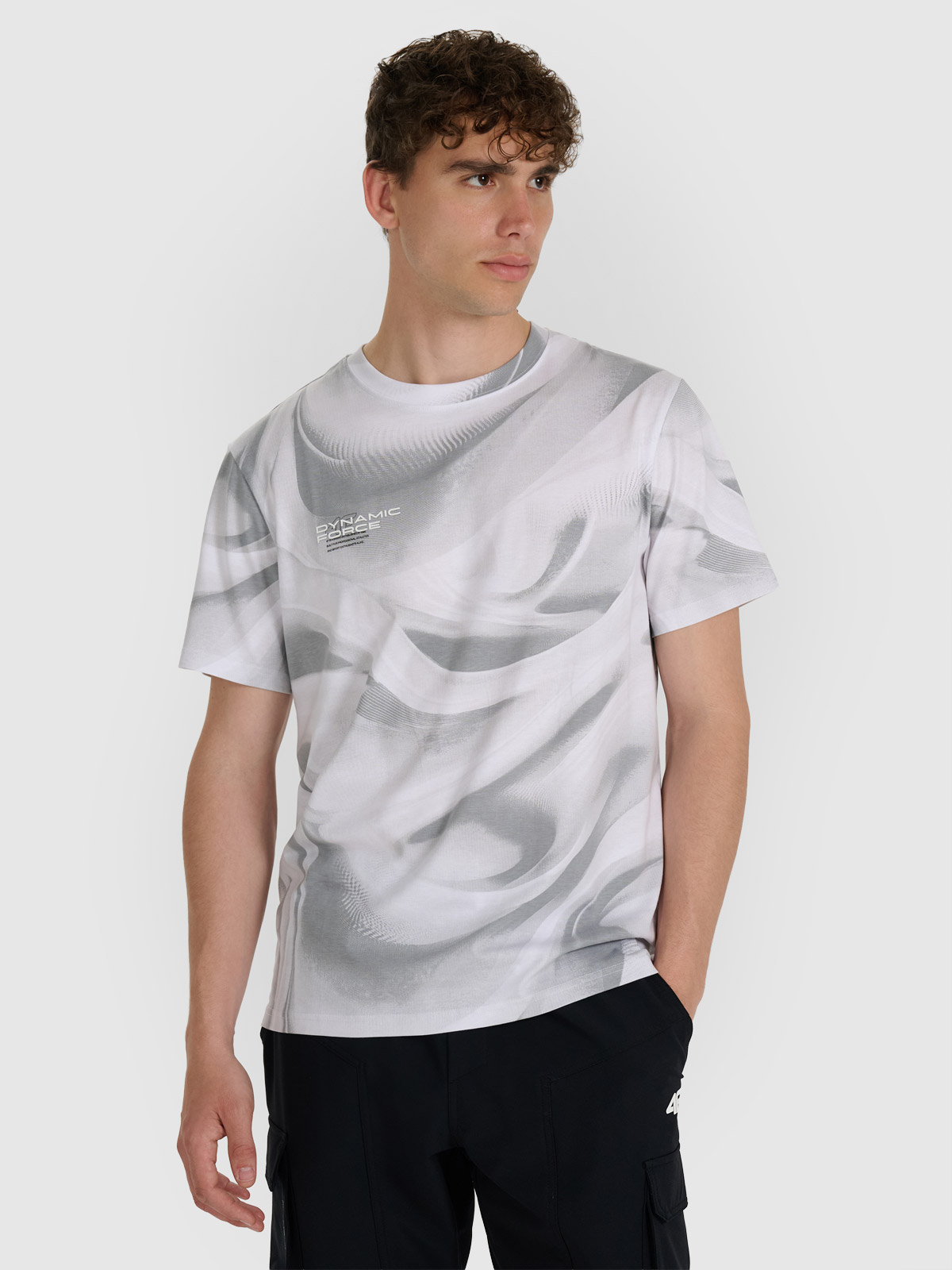 Vyriški T-shirt regular marškinėliai su spauda - balti